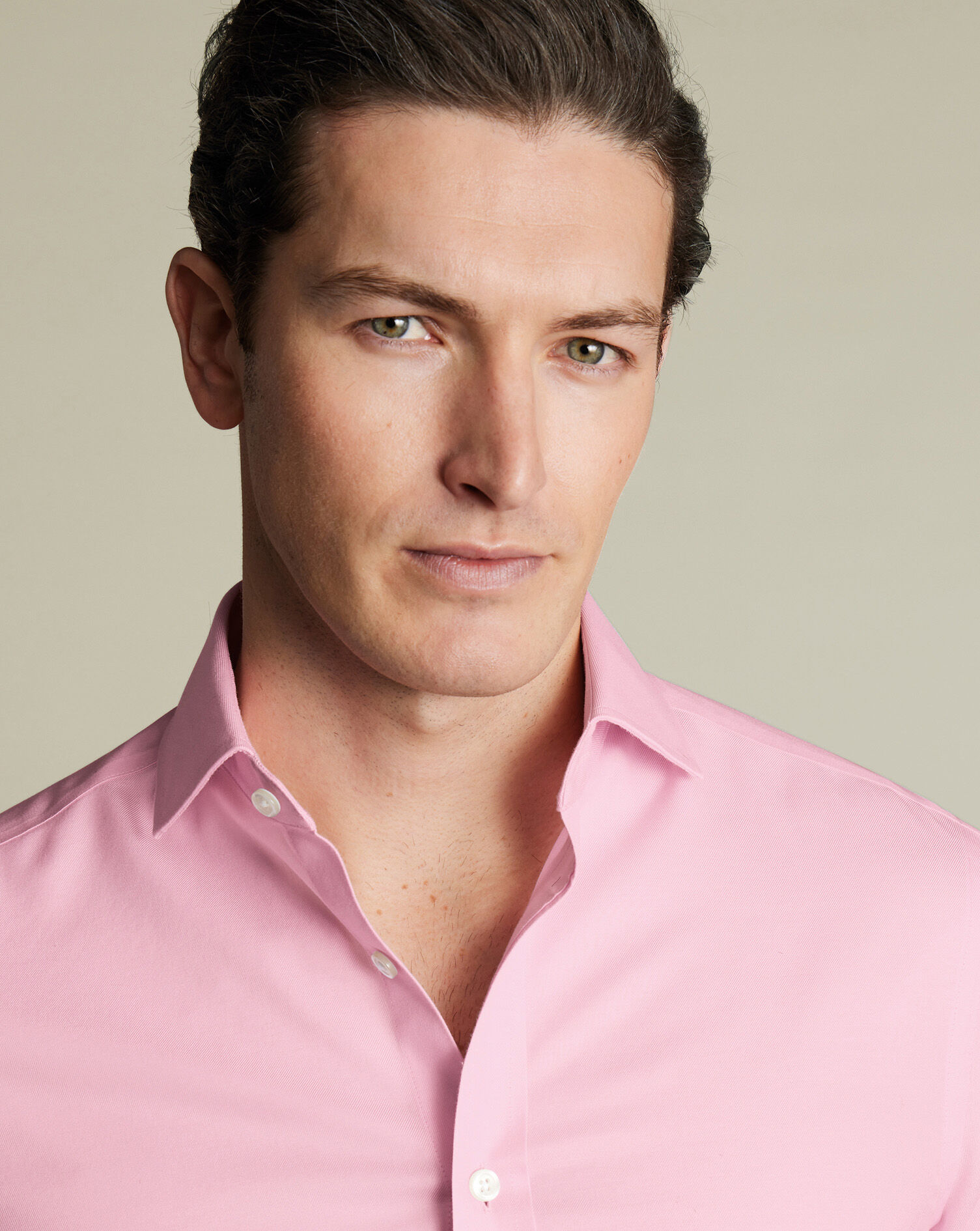 Spread Collar Non-Iron Twill Shirt - Pink