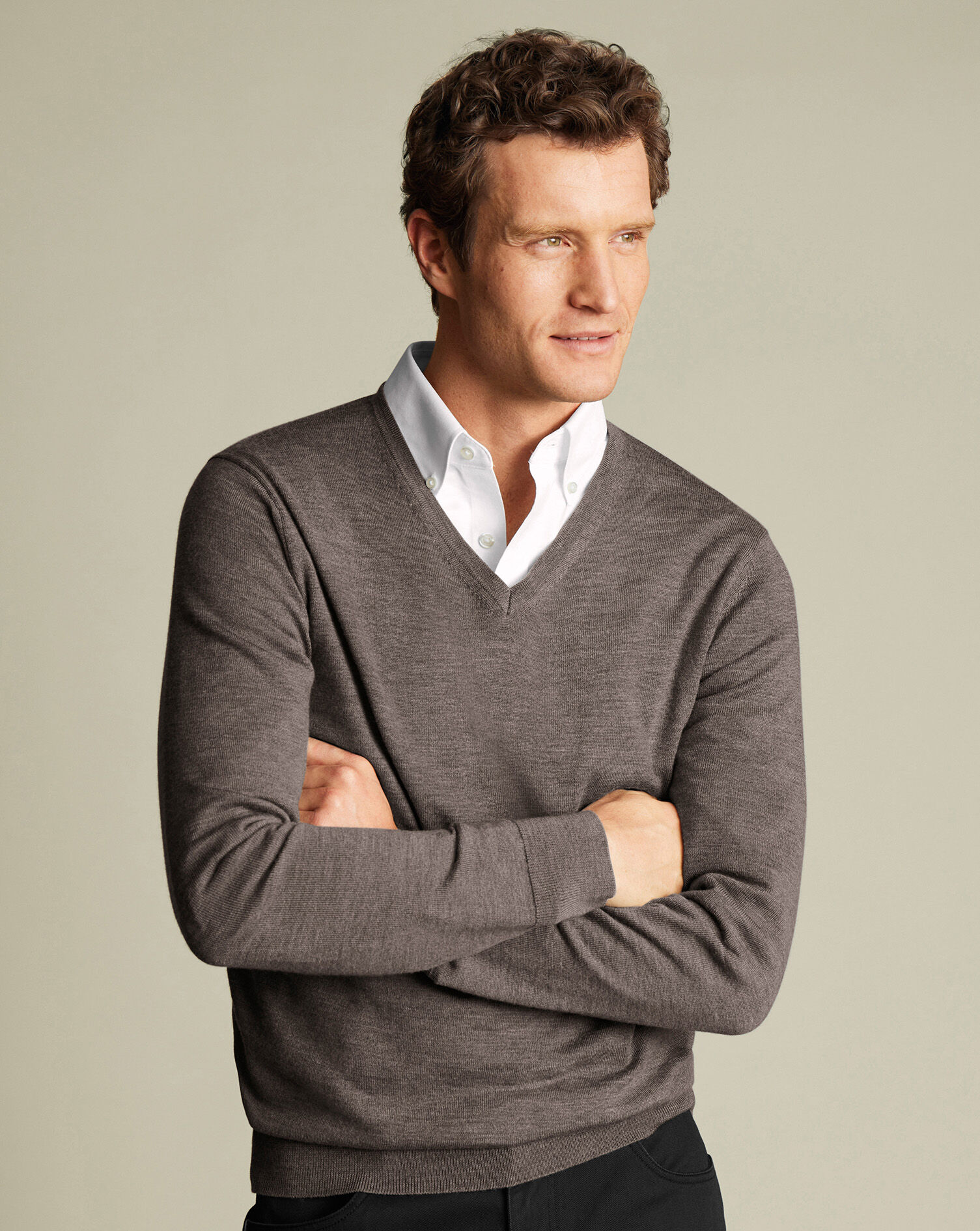 Merino V-Neck Sweater - Mocha