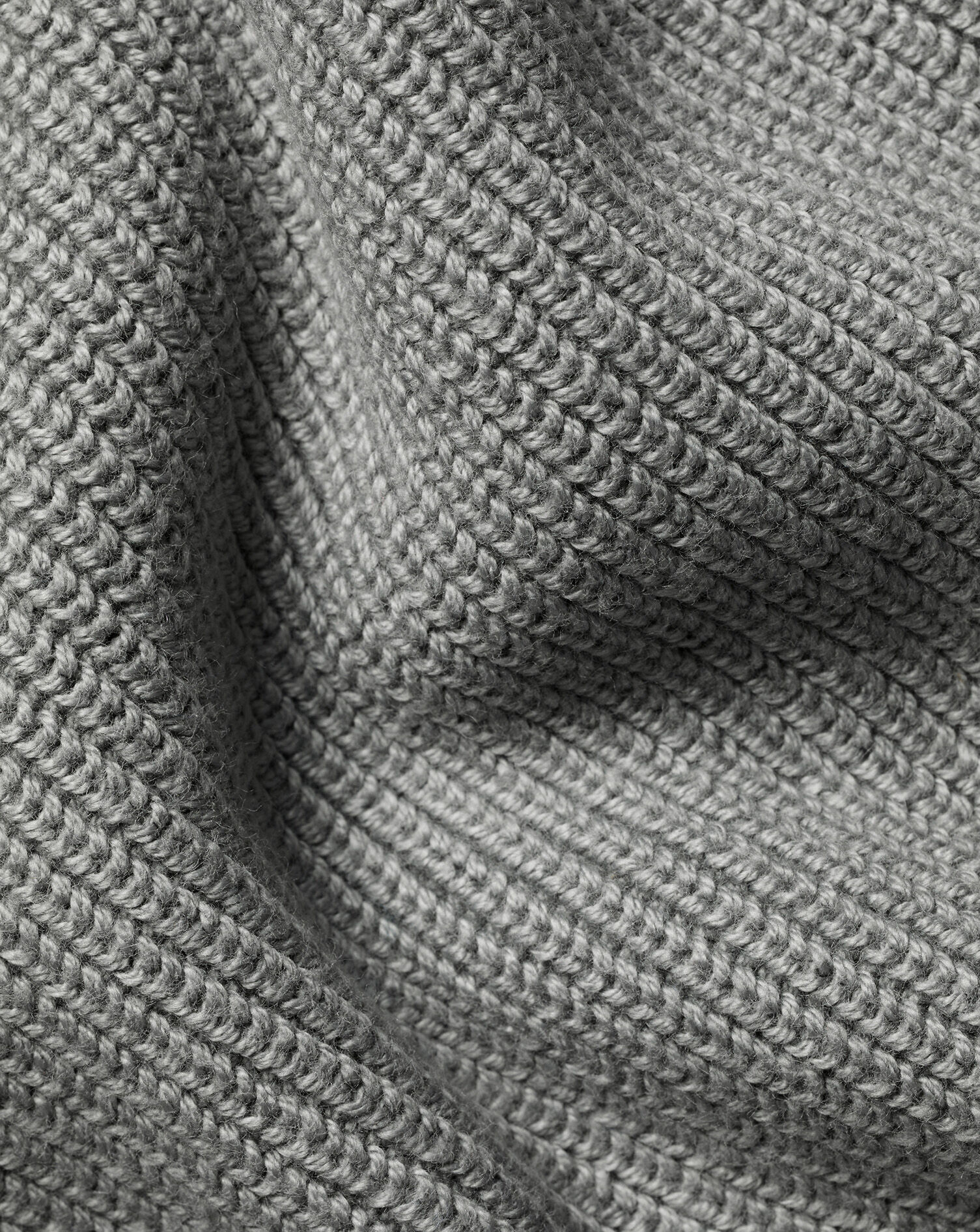 Cotton Rib Crew Neck Sweater - Gray