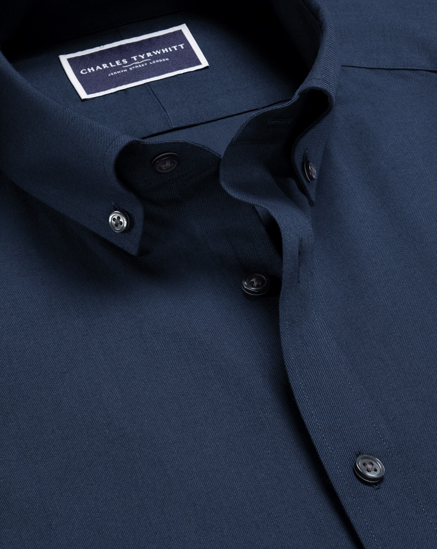 Brushed Cotton Twill Shirt - Indigo Blue