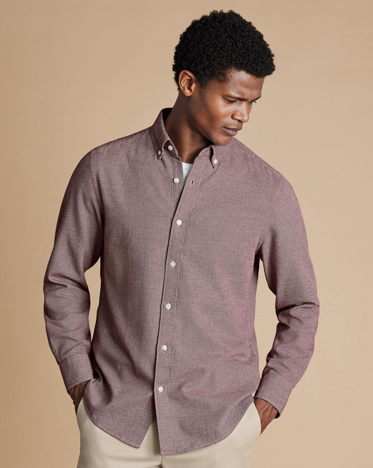 Dobby Flannel Shirt - Burgundy