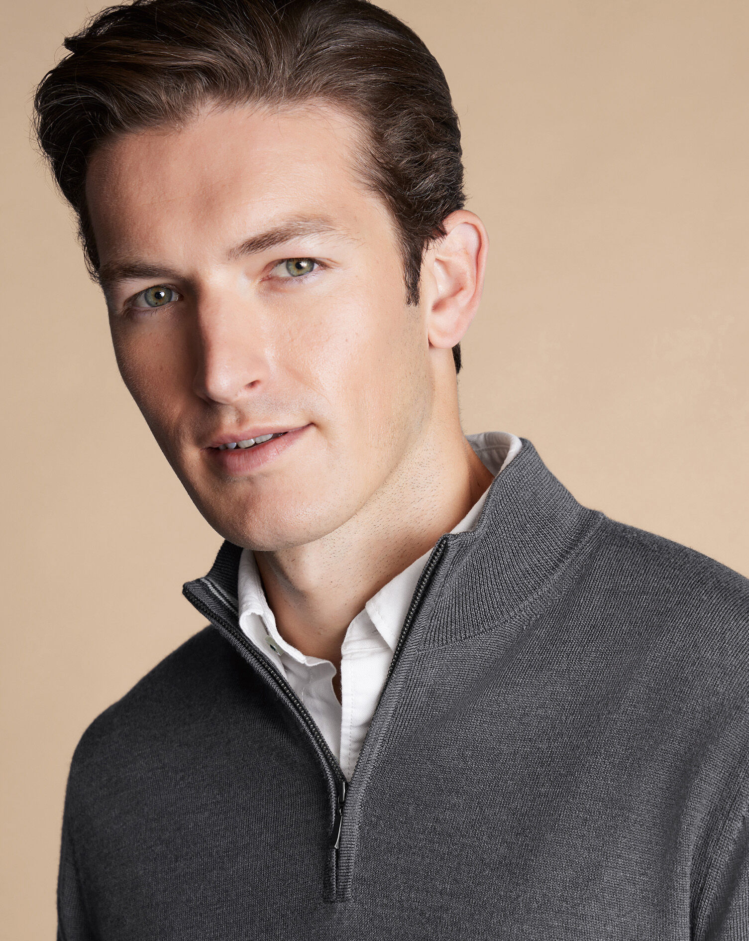 New York Jets Merino Quarter Zip Sweater - Gray