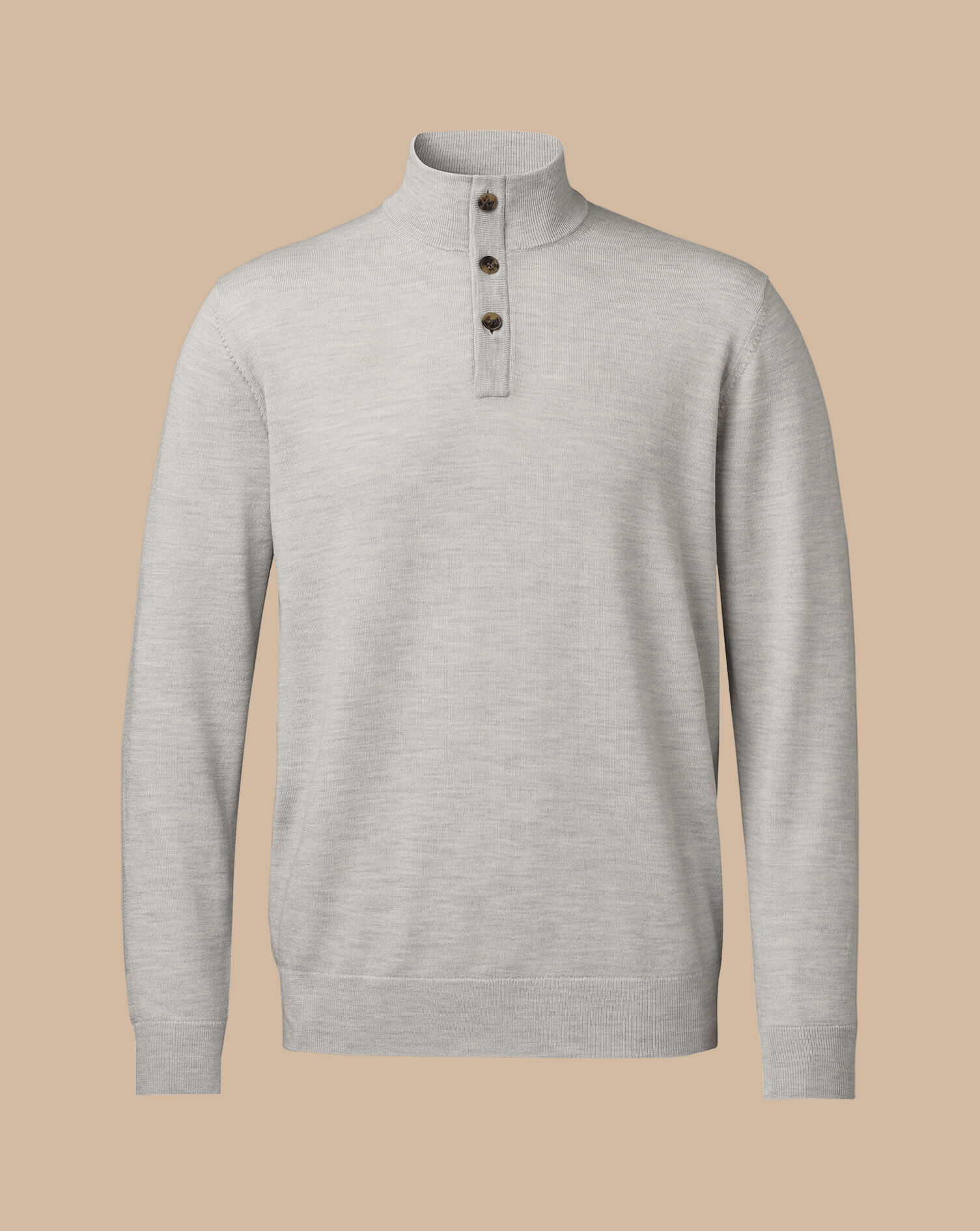 Merino Button Neck Sweater - Silver Gray