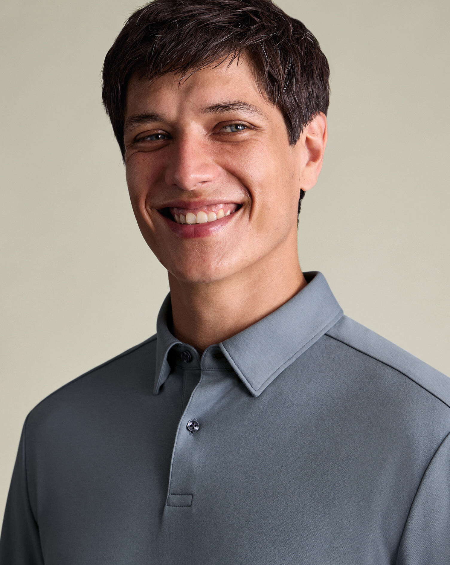 Long Sleeve Jersey Polo - Steel Blue