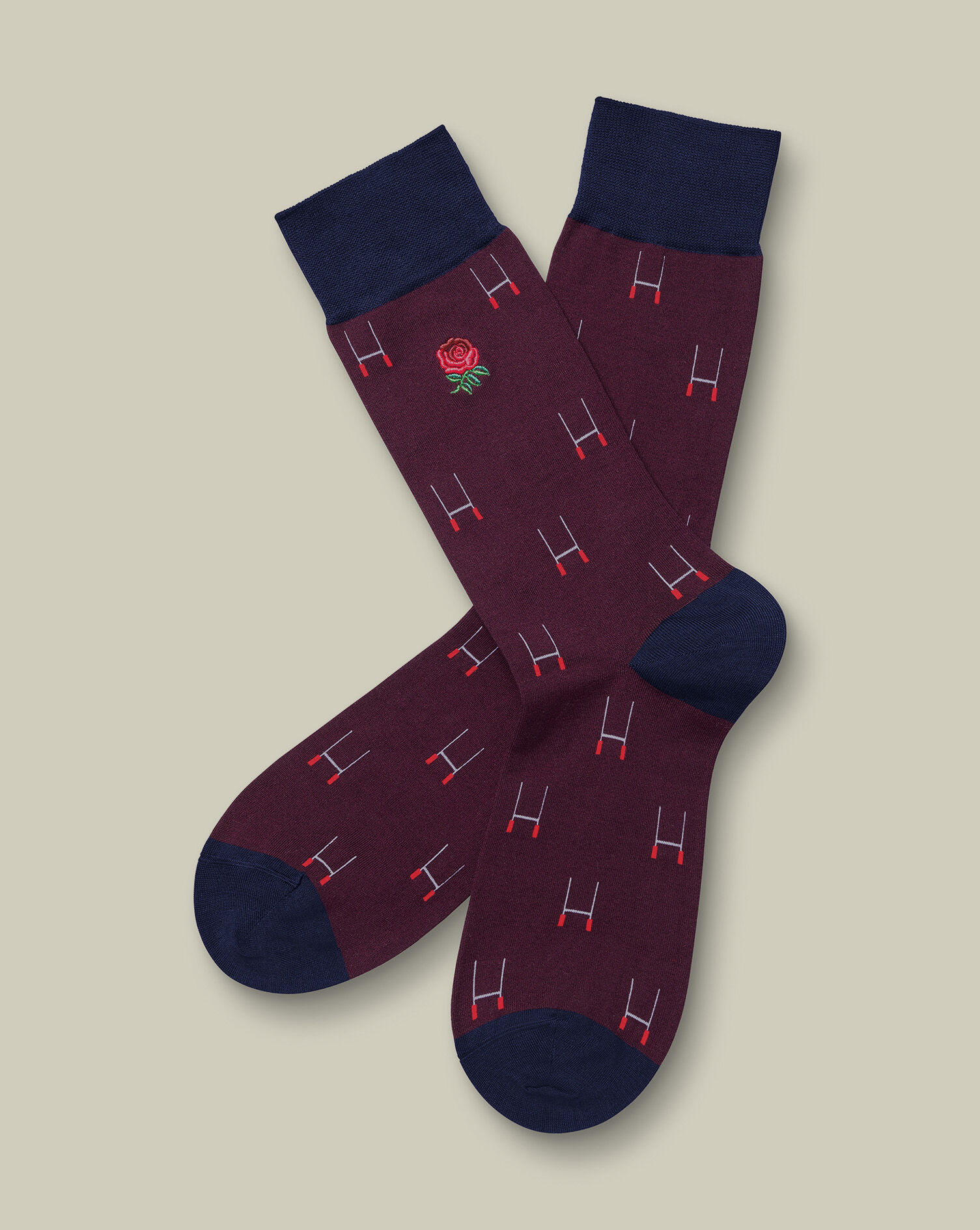 England Rugby Design Socks - Wine Red