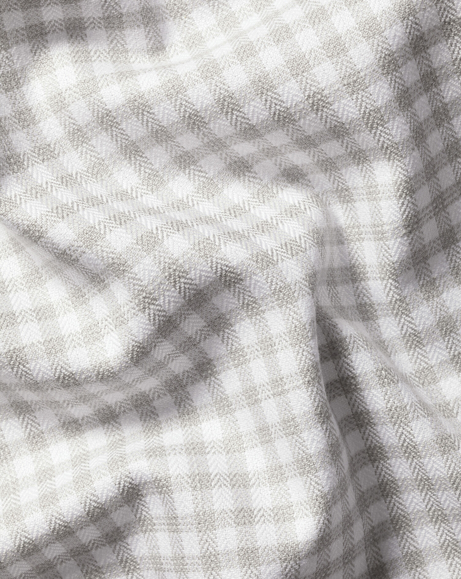 Non-Iron Twill Gingham Shirt - Silver Gray