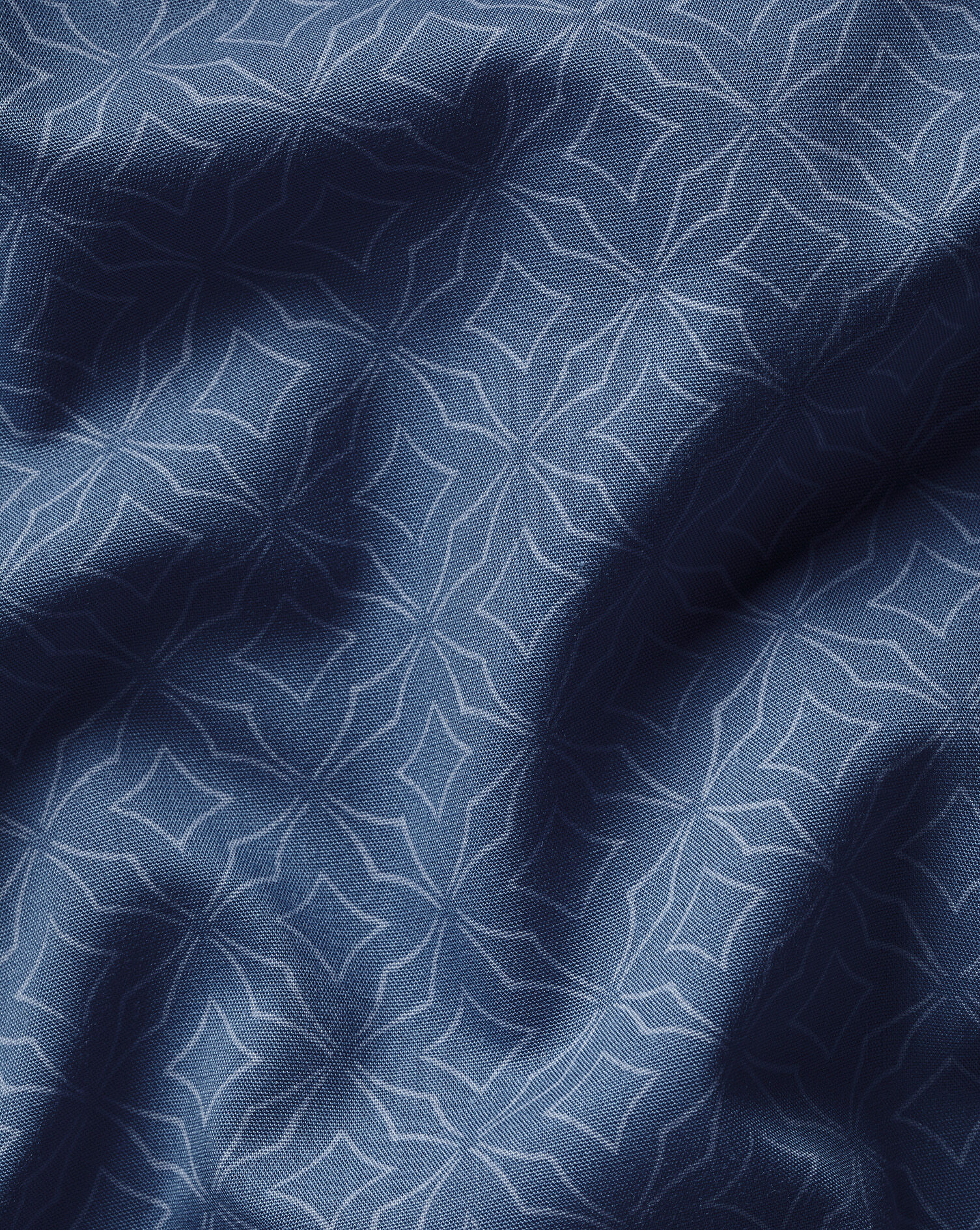 Non-Iron Stretch Geo Print Shirt - Denim Blue