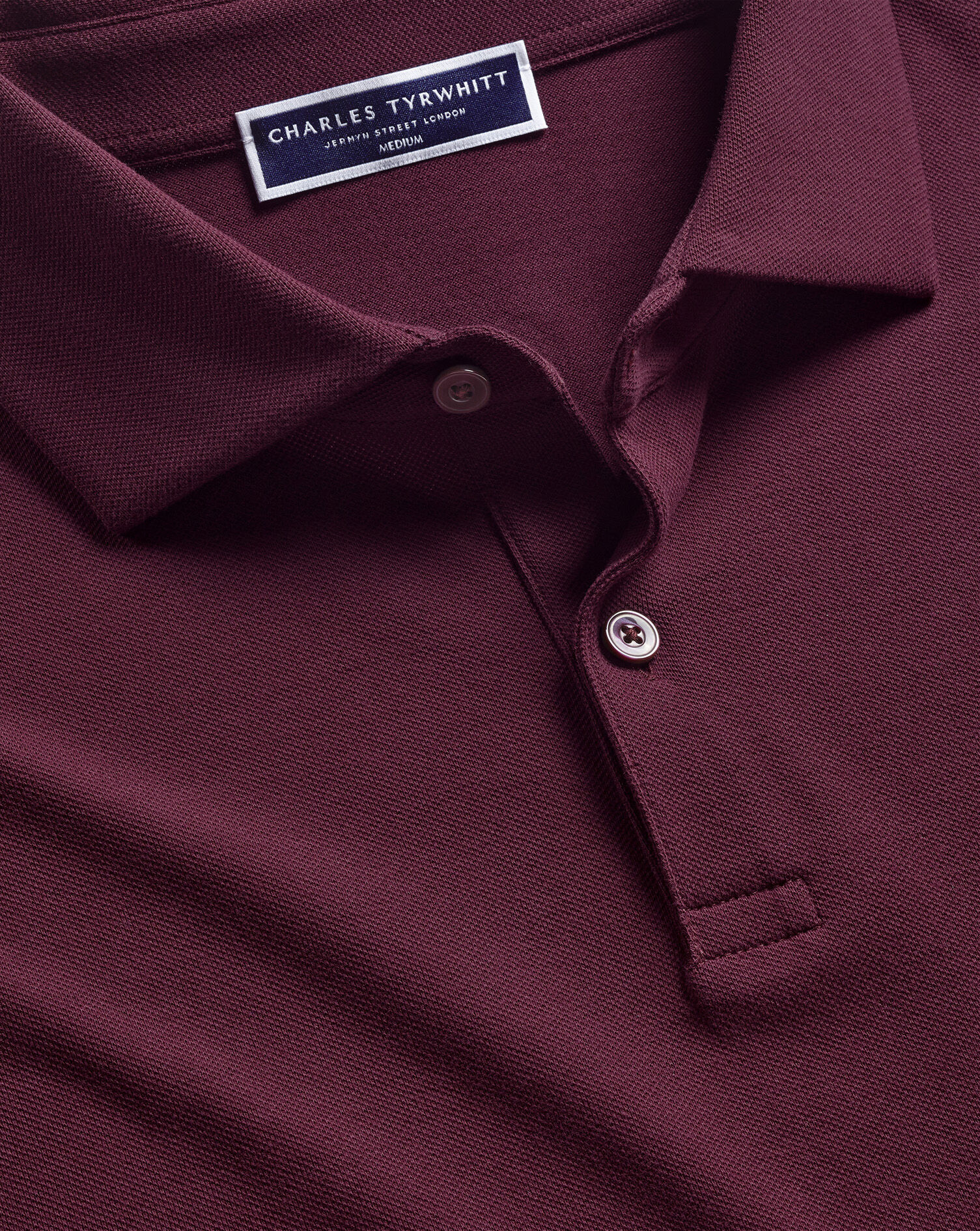 Long Sleeve Smart Pique Polo - Wine Red