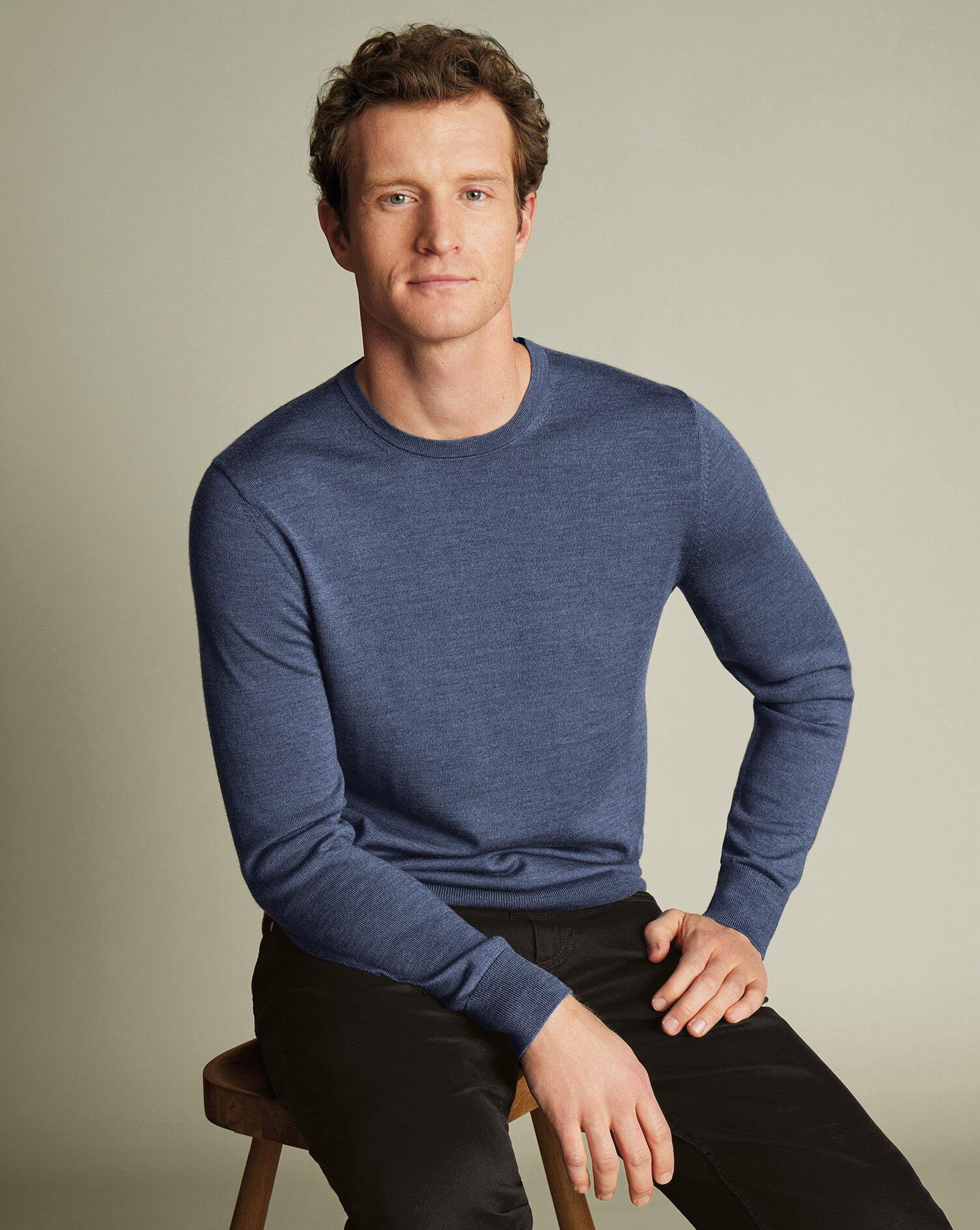 Merino Crew Neck Sweater - Indigo Melange