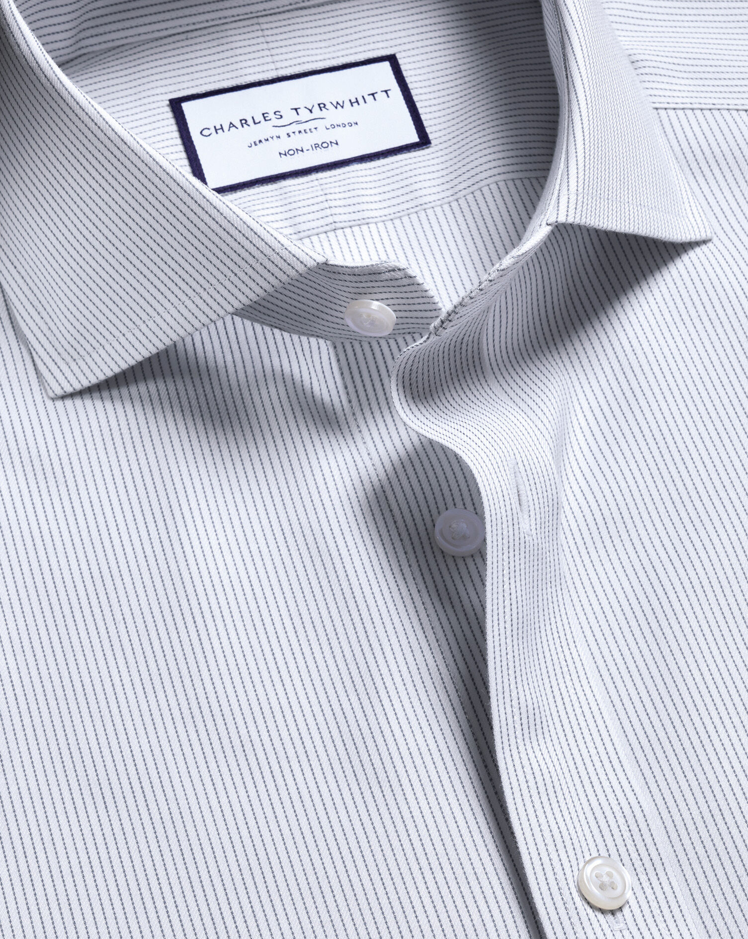 Non-Iron Twill Stripe Shirt - Indigo Blue