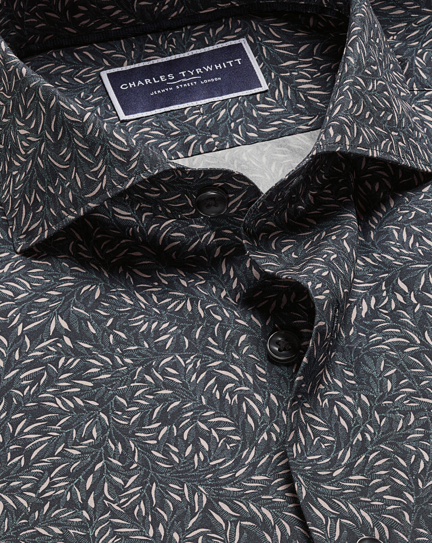 Made with Liberty Fabric Leaf Shirt - Navy Blue