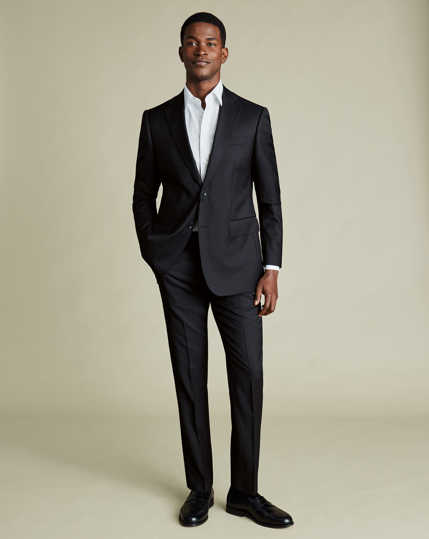 Natural Stretch Twill Suit - Black