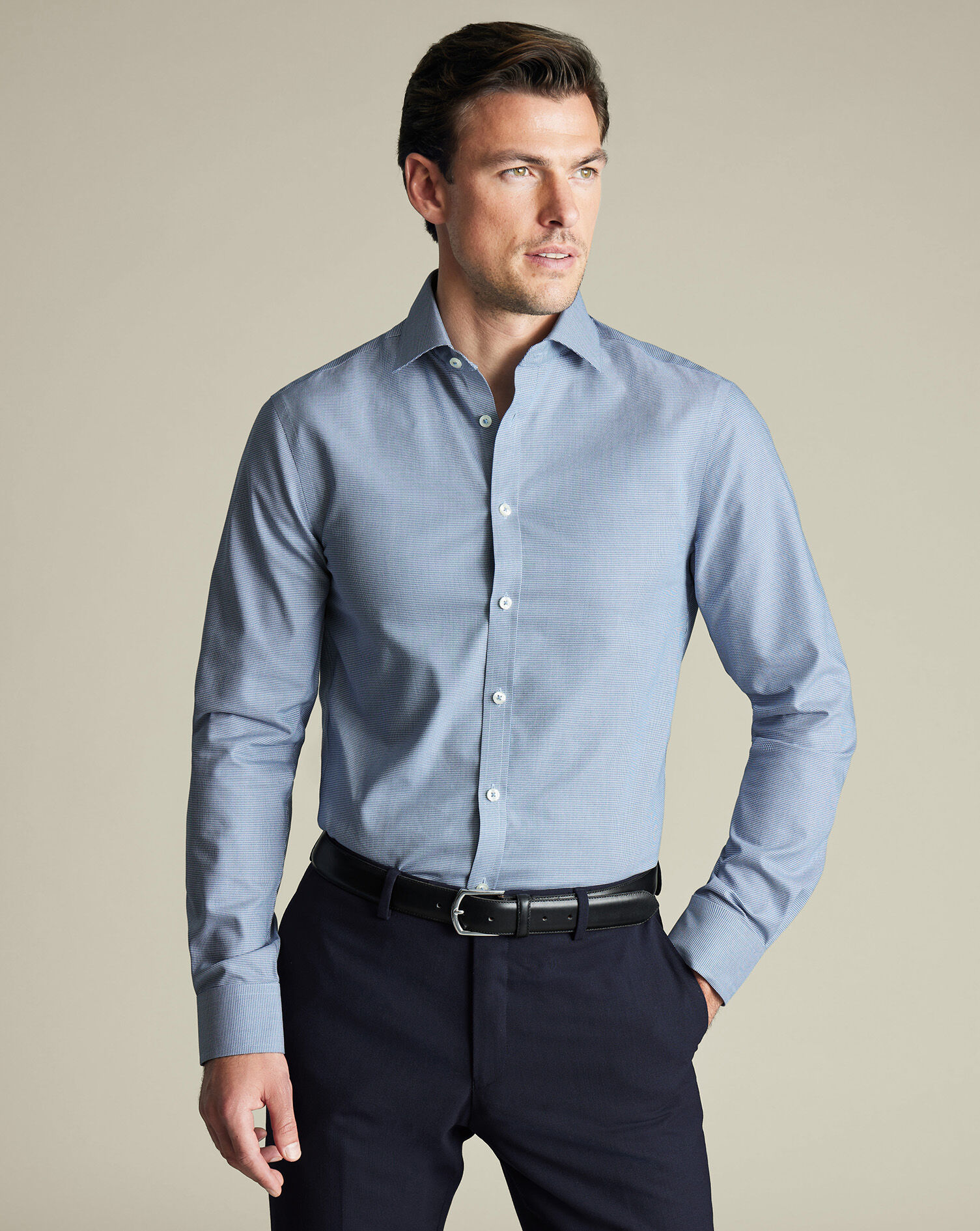 Non-Iron Westminster Weave Shirt - Indigo Blue