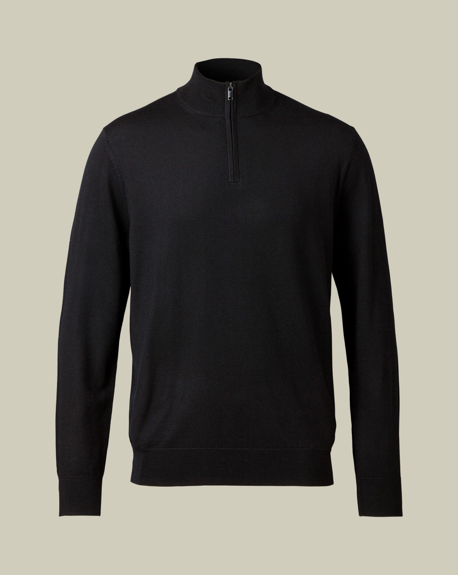Merino Quarter Zip Sweater - Black