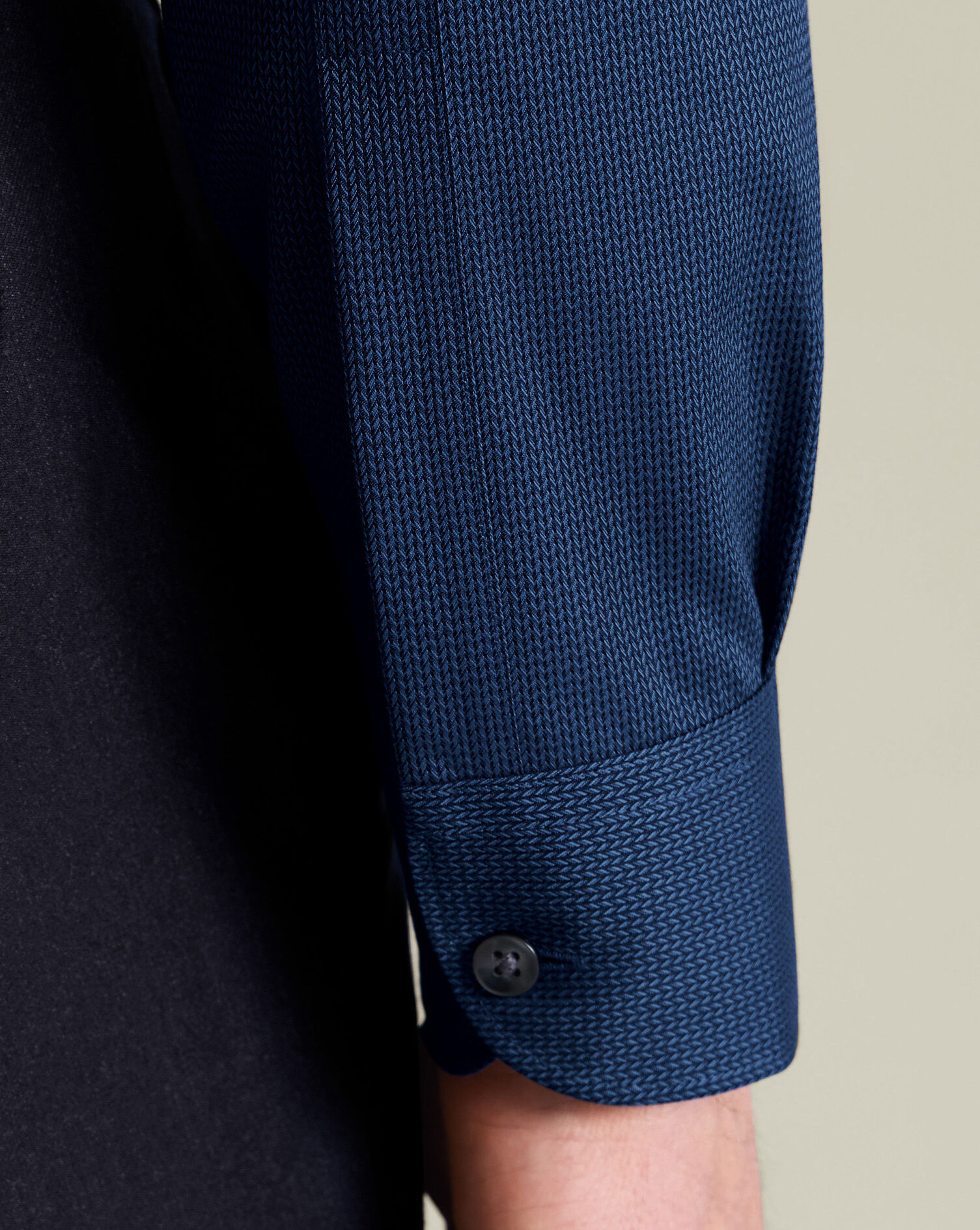 Non-Iron Stretch Chevron Texture Shirt - Denim Blue