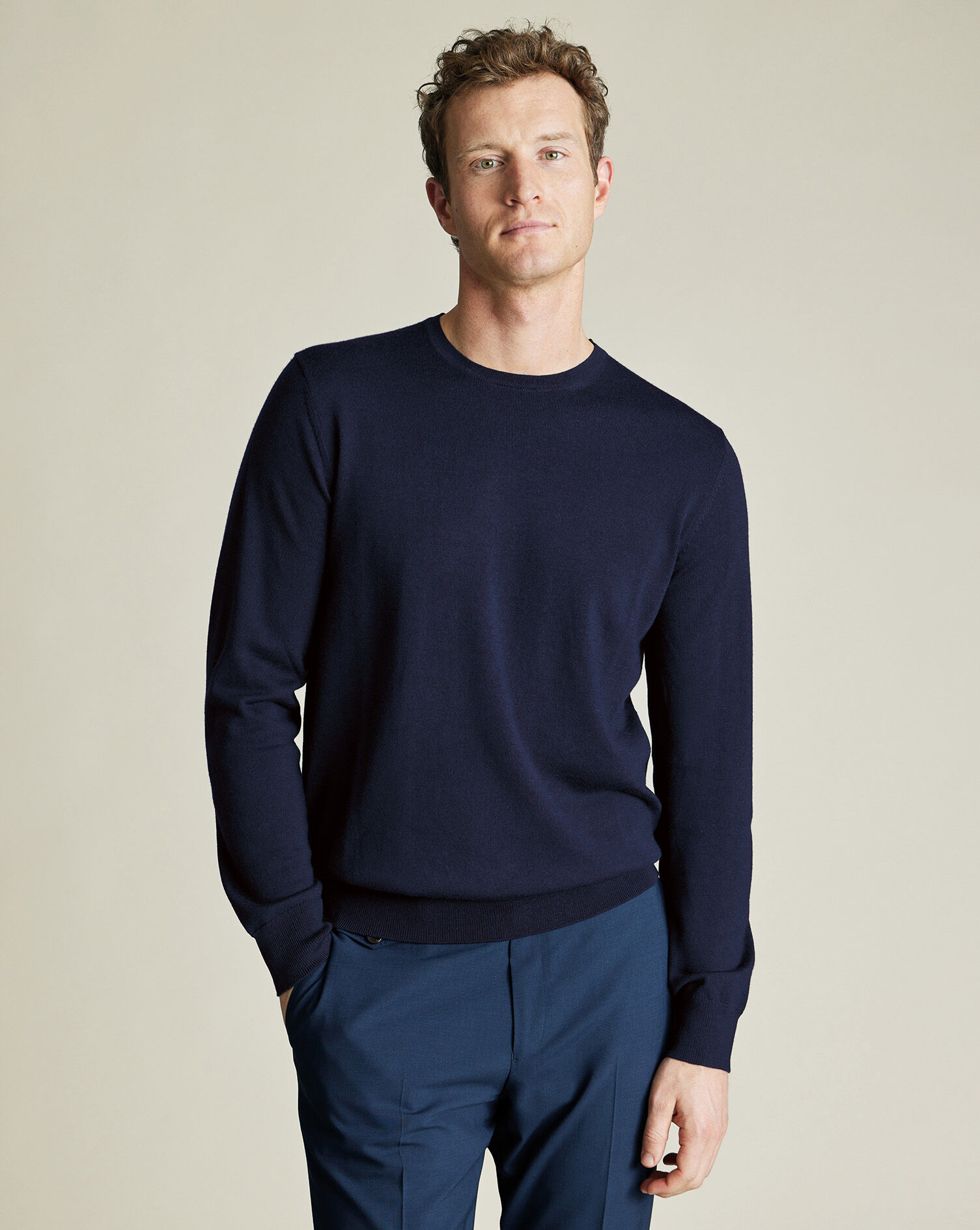 Merino Crew Neck Sweater - Navy