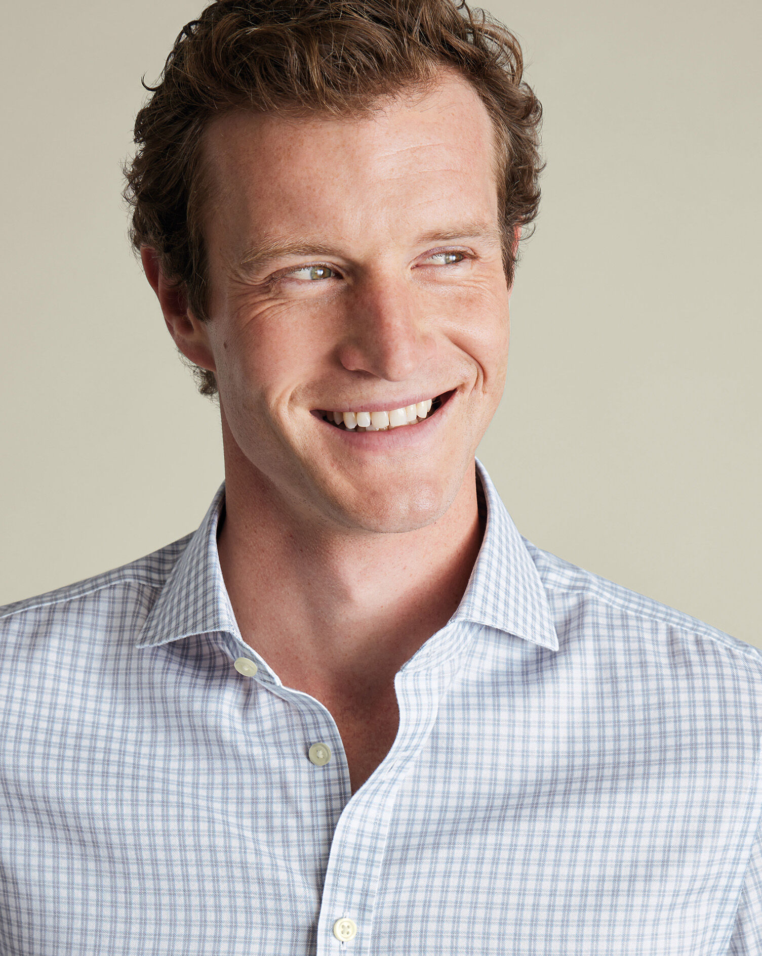 Non-Iron Twill Check Shirt - Silver Gray