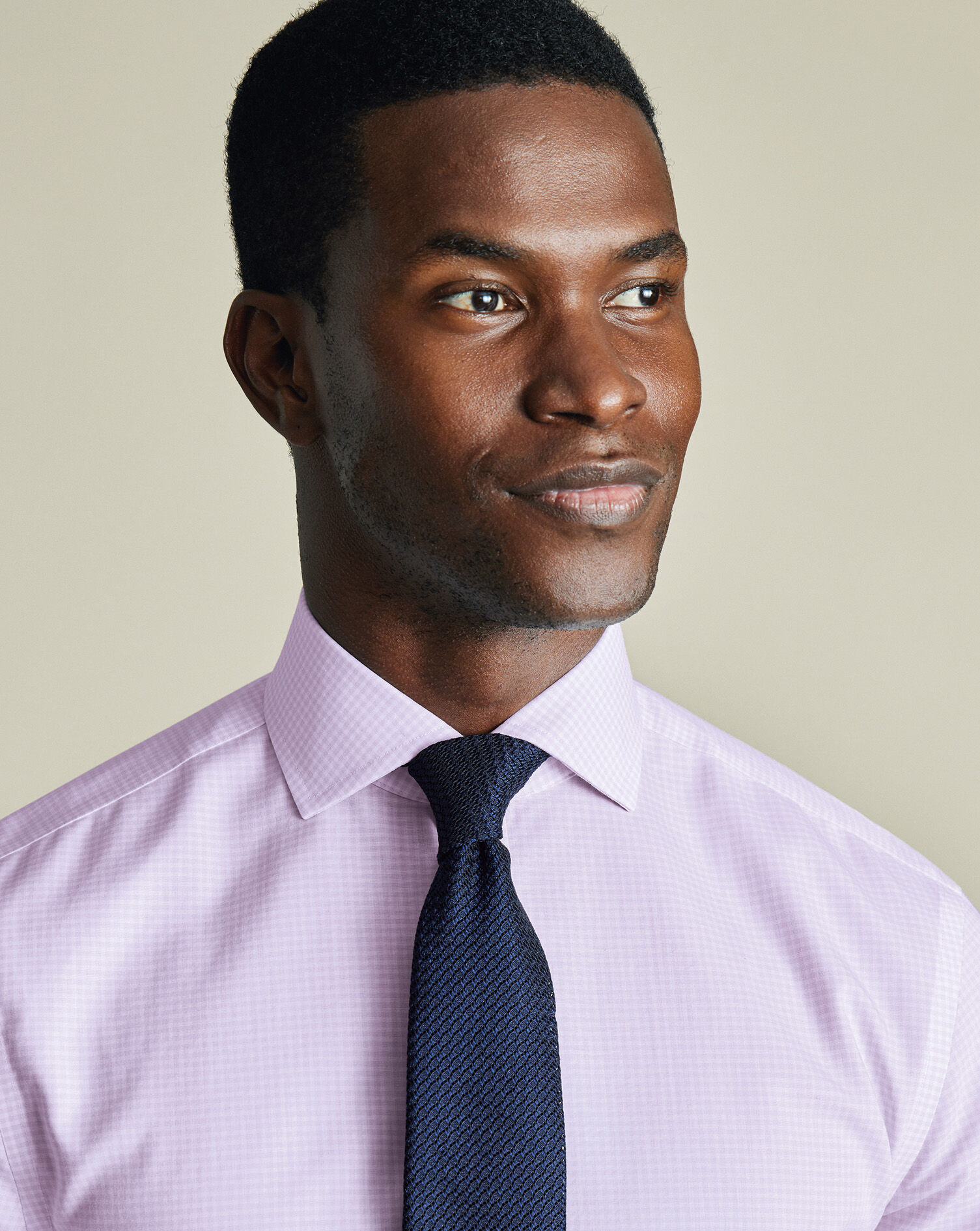 Non-Iron Poplin Gingham Shirt - Lavender