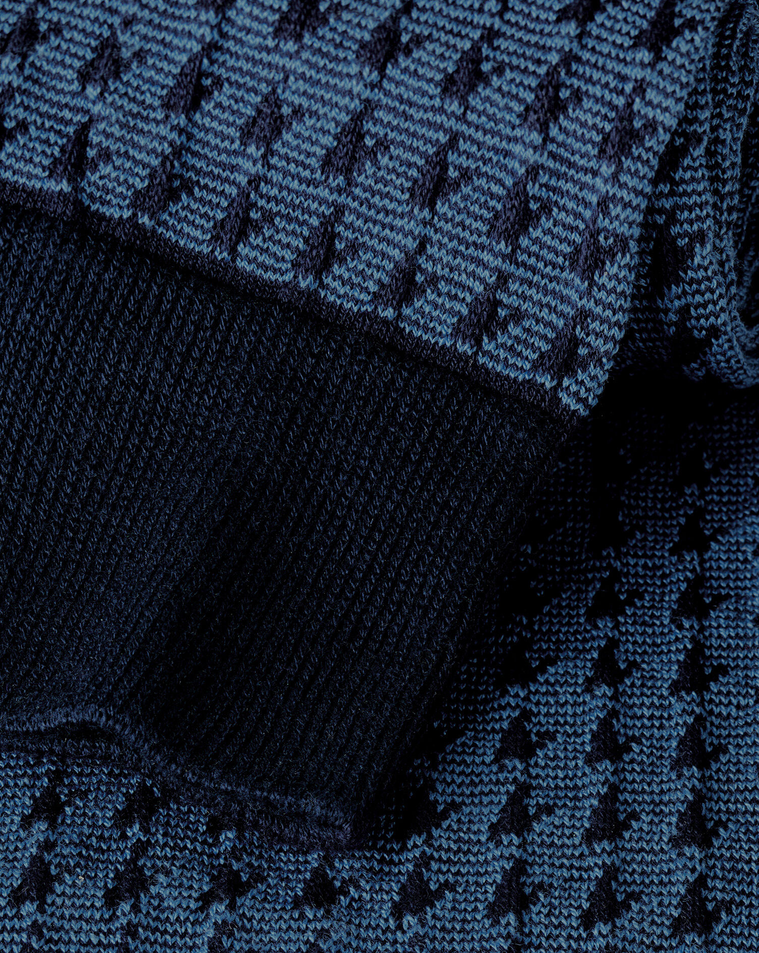 Houndstooth Socks - Mid Blue & Navy