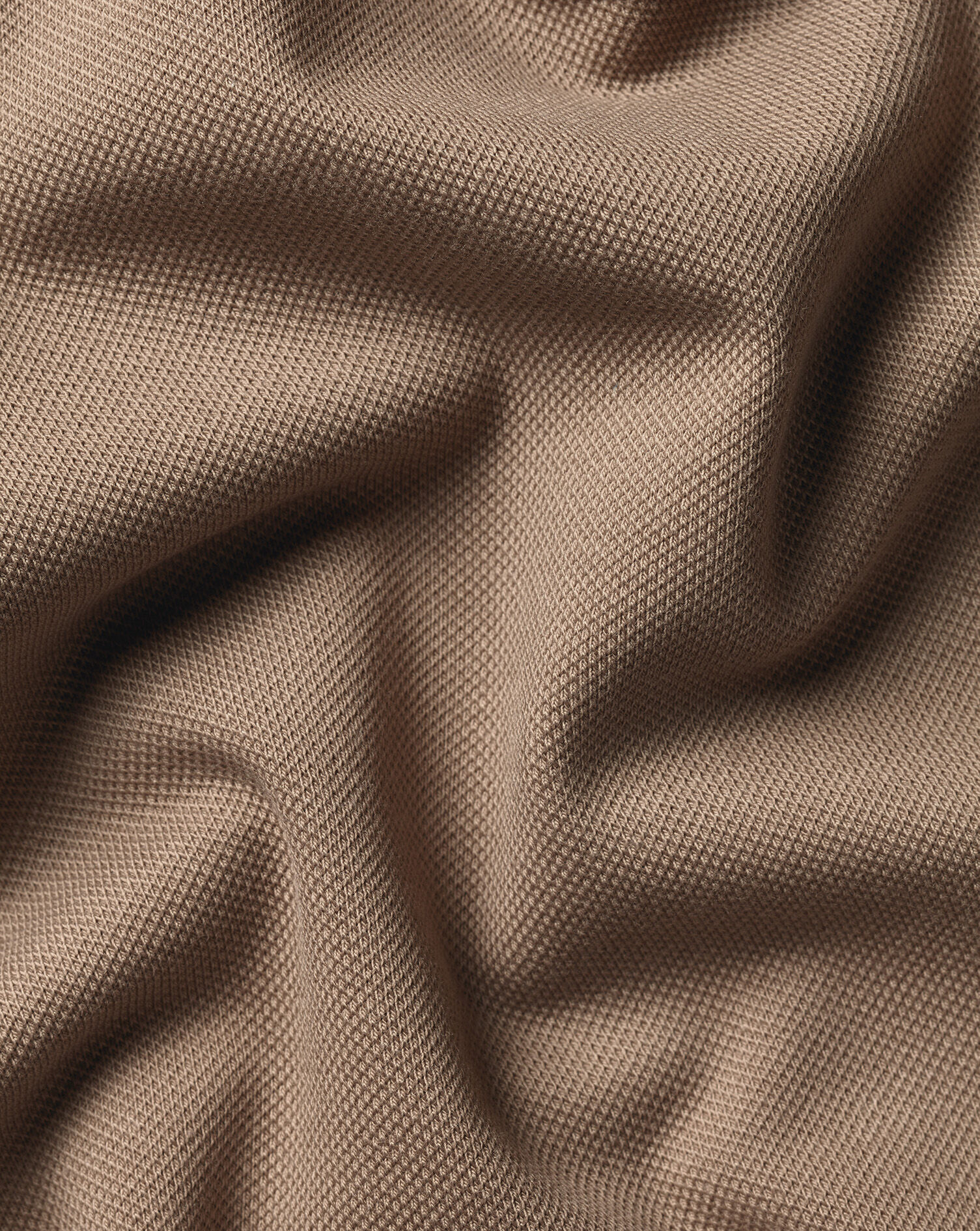 Long Sleeve Smart Pique Polo - Camel