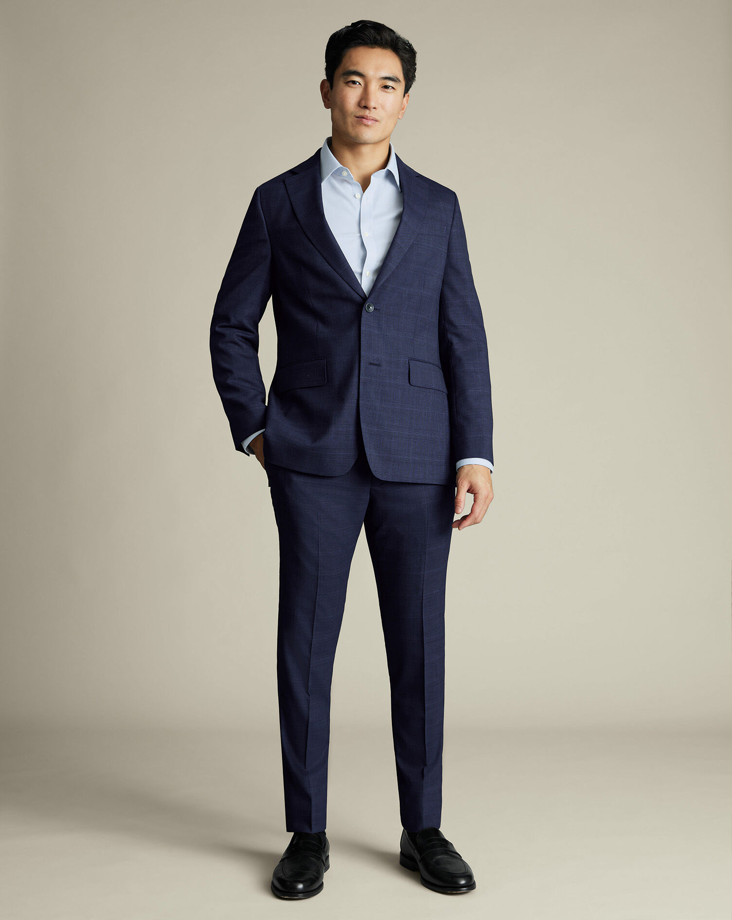 Check Suit Pants - Ink Blue