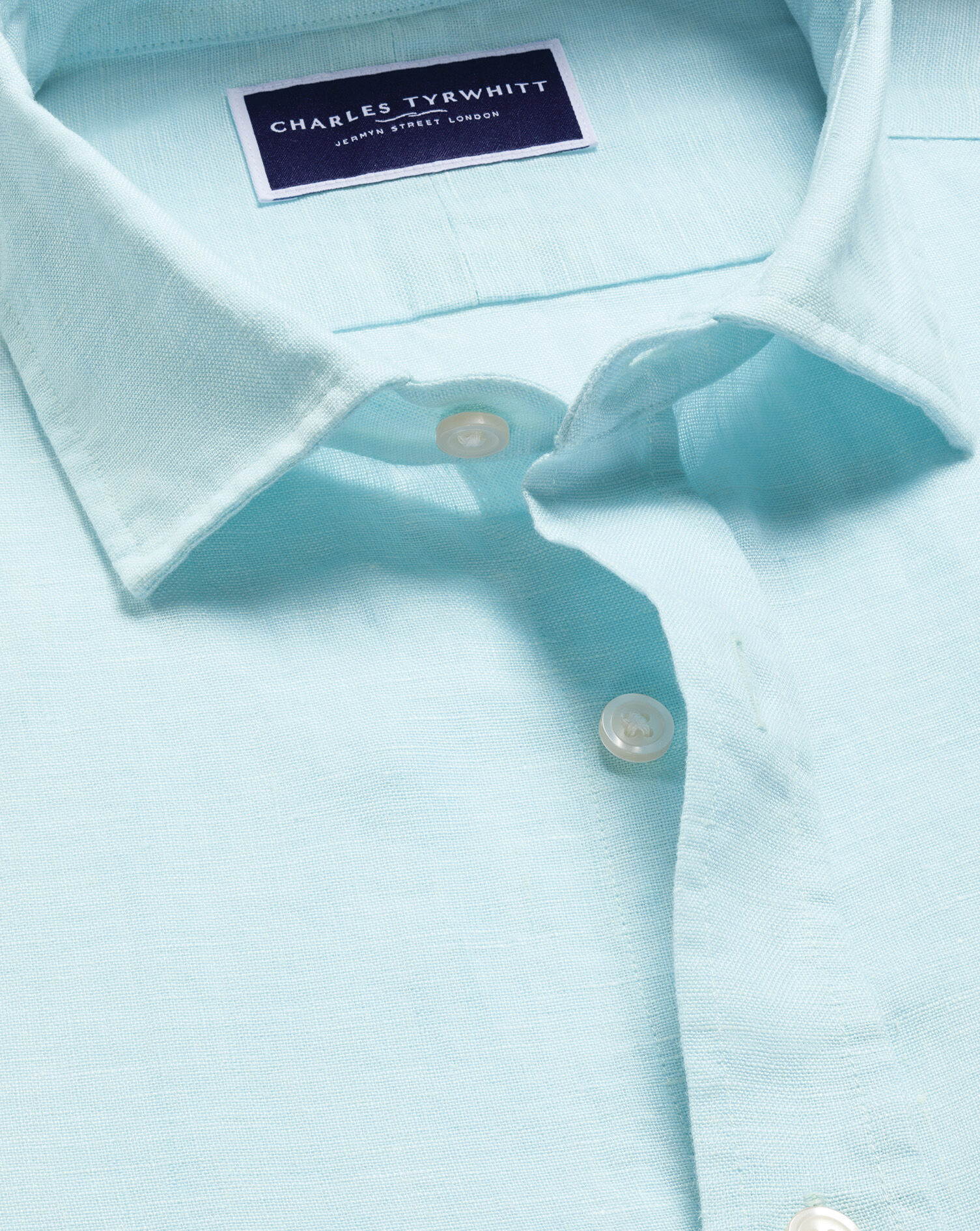 Pure Linen Shirt - Aqua Green