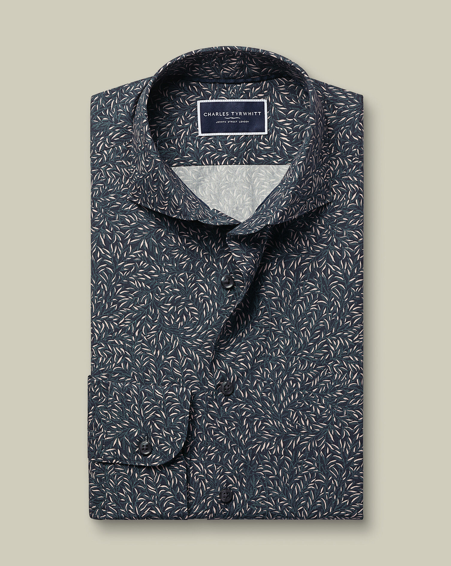 Made with Liberty Fabric Leaf Shirt - Navy Blue