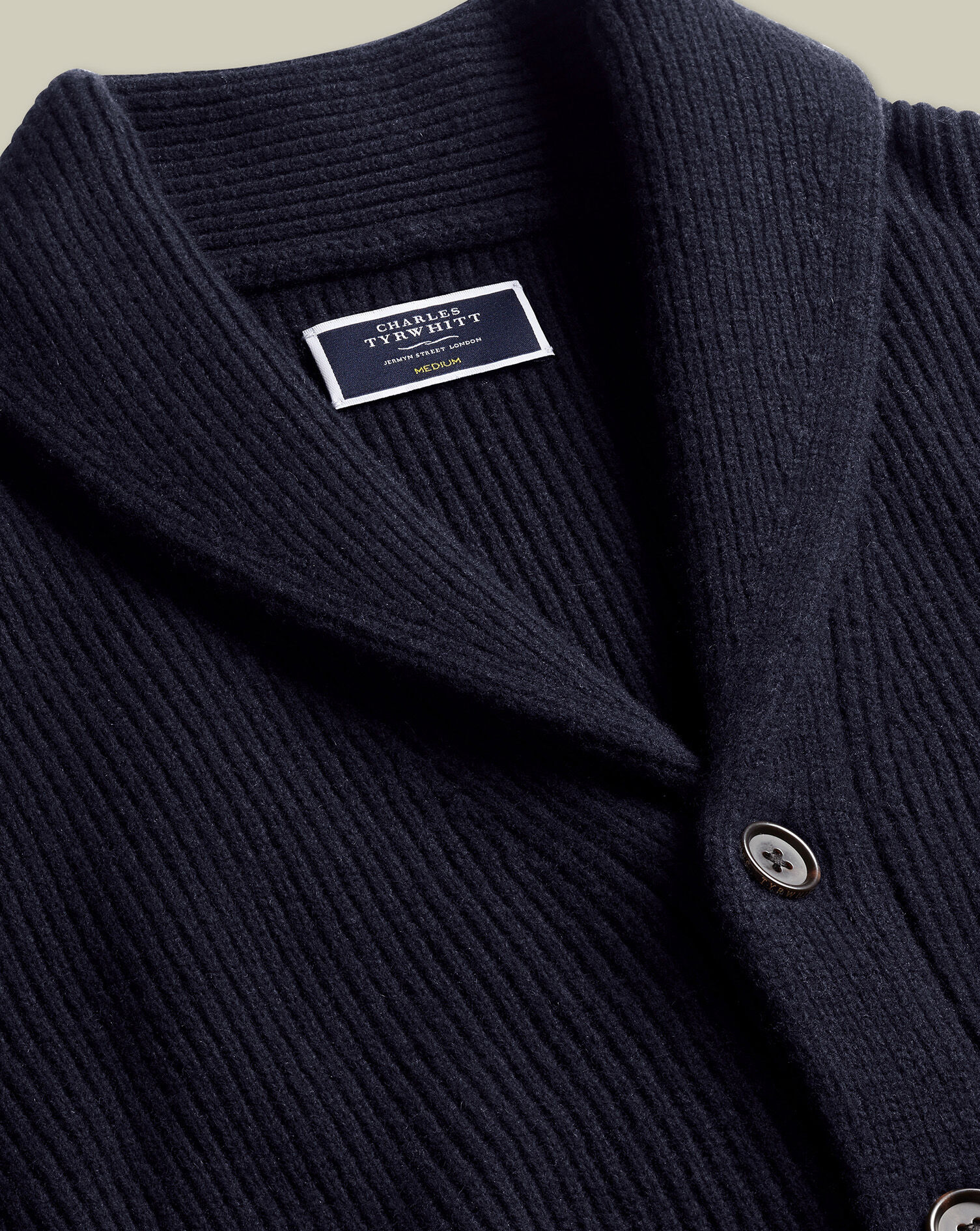 Merino Shawl Neck Chunky Cardigan - Navy