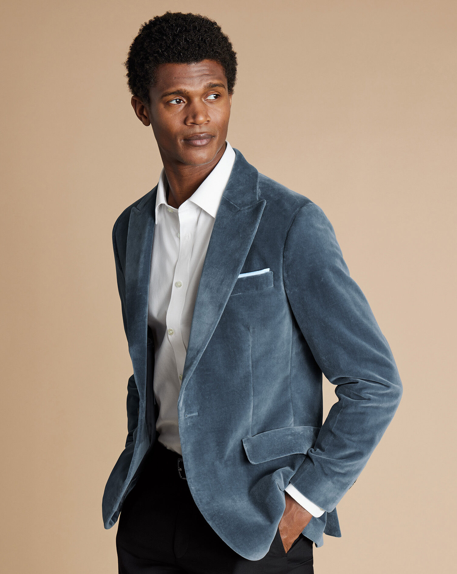Italian Peak Velvet Jacket - Airforce Blue