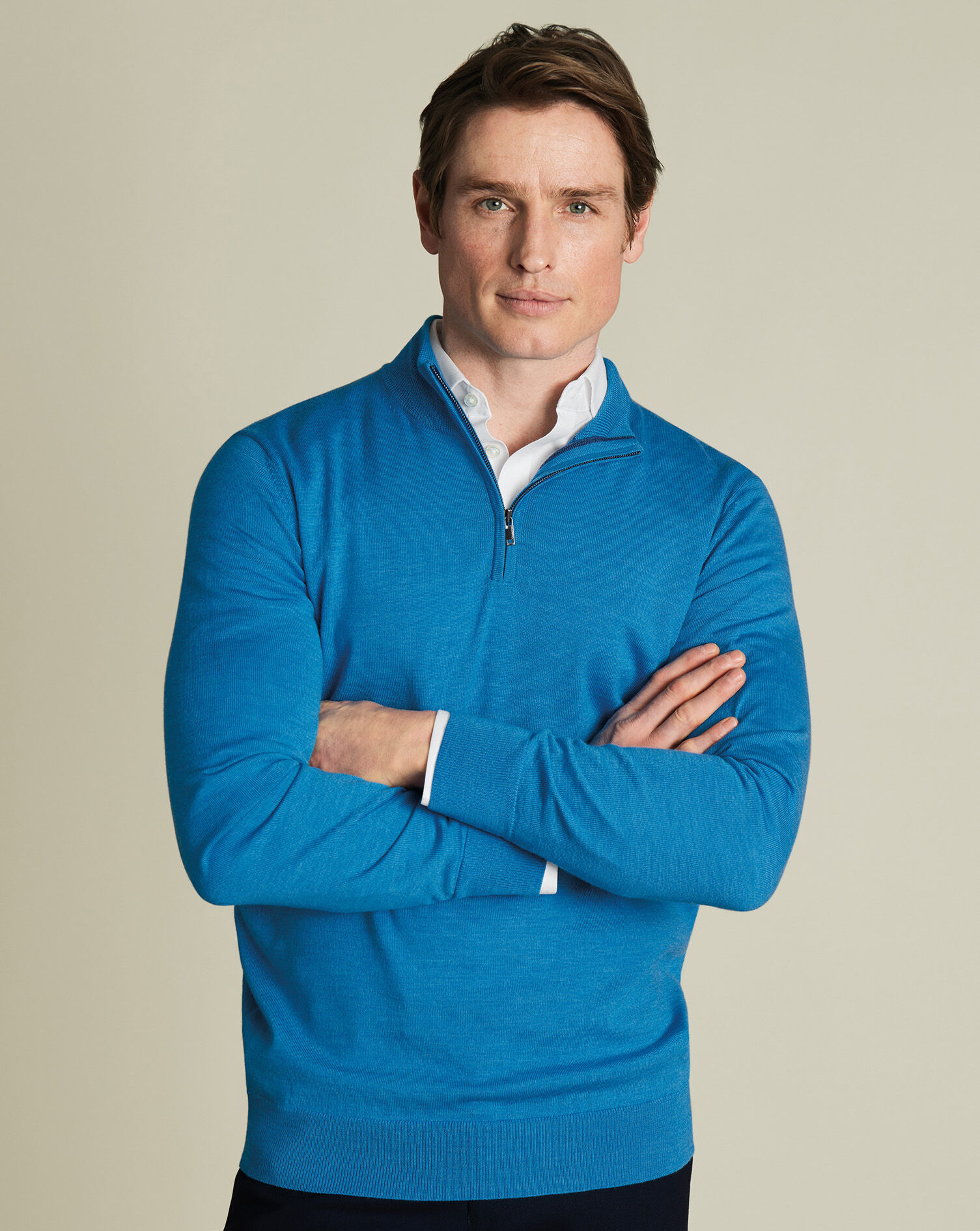 Merino Quarter Zip Sweater - Bright Blue