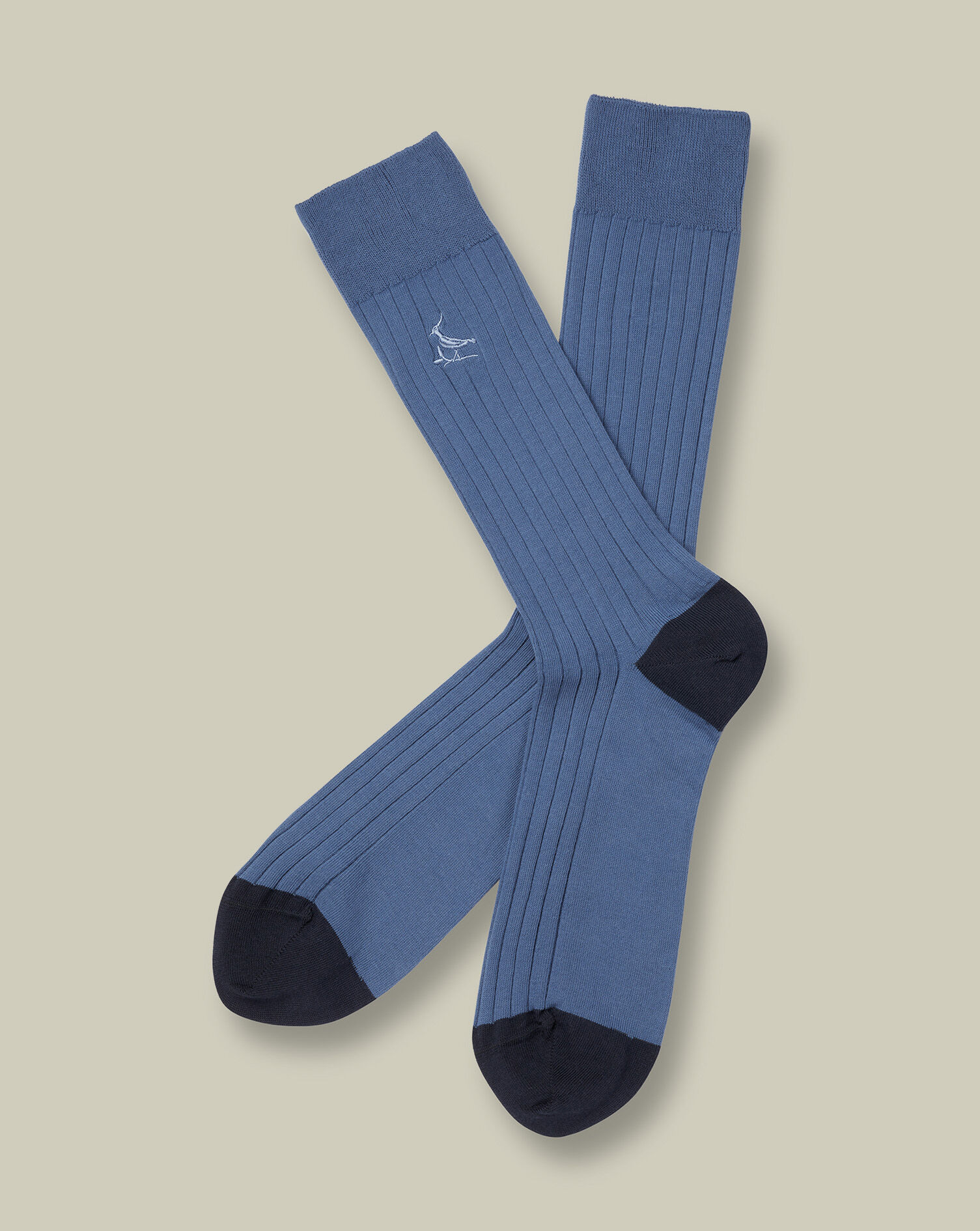 Cotton Rib Dress Socks - Indigo Blue 