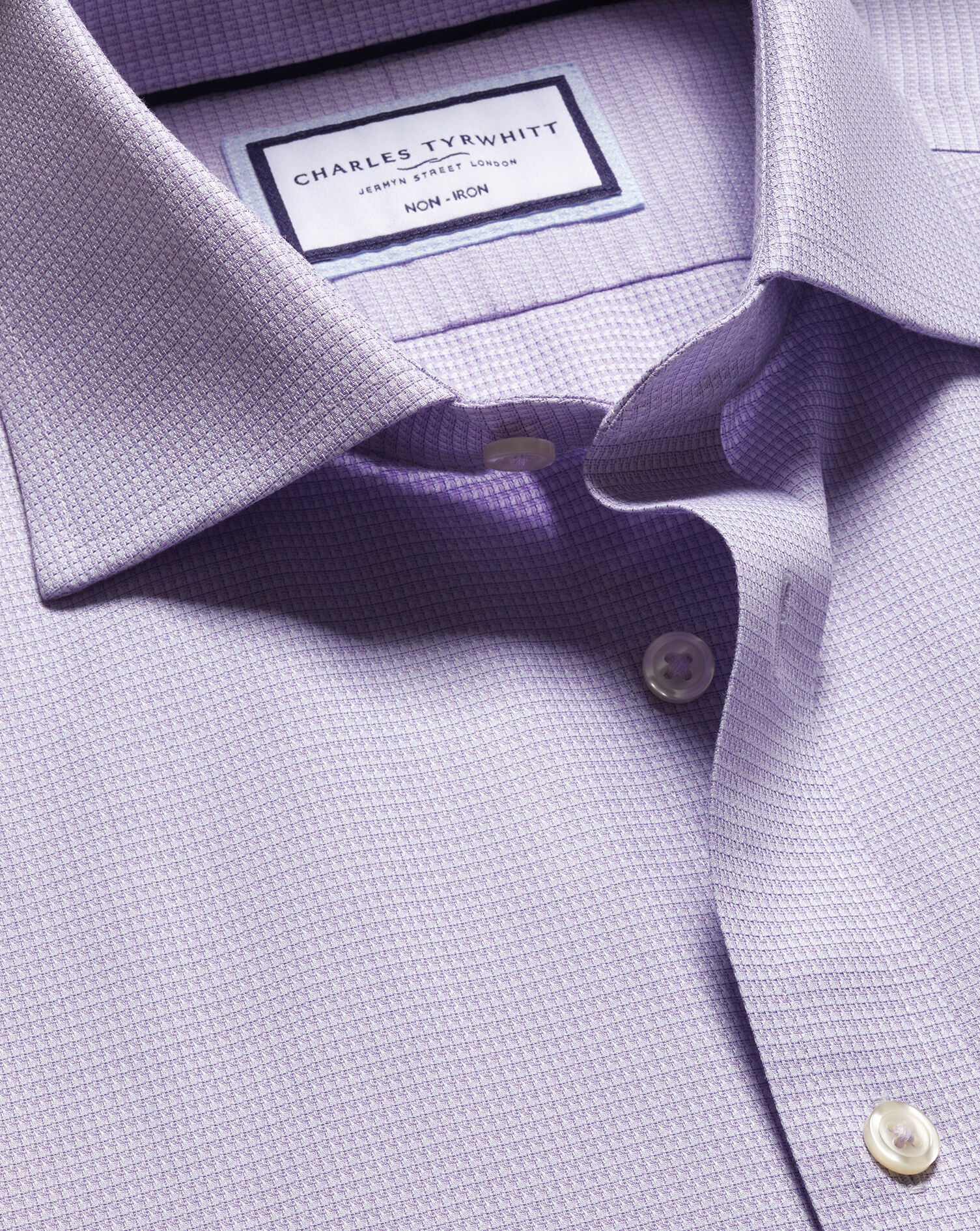 Spread Collar Non-Iron Stretch Kensington Weave Shirt - Lilac Purple
