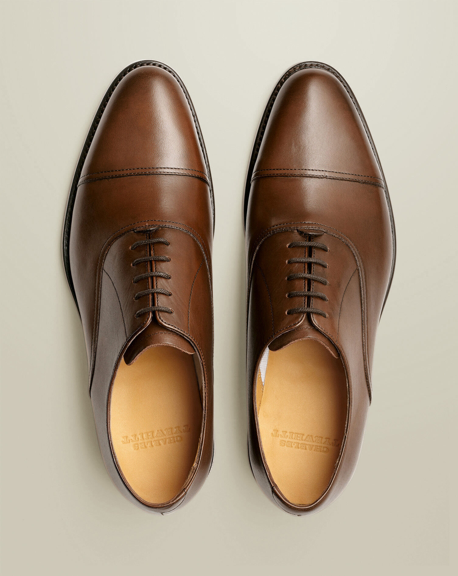 Leather Oxford Shoes - Dark Tan