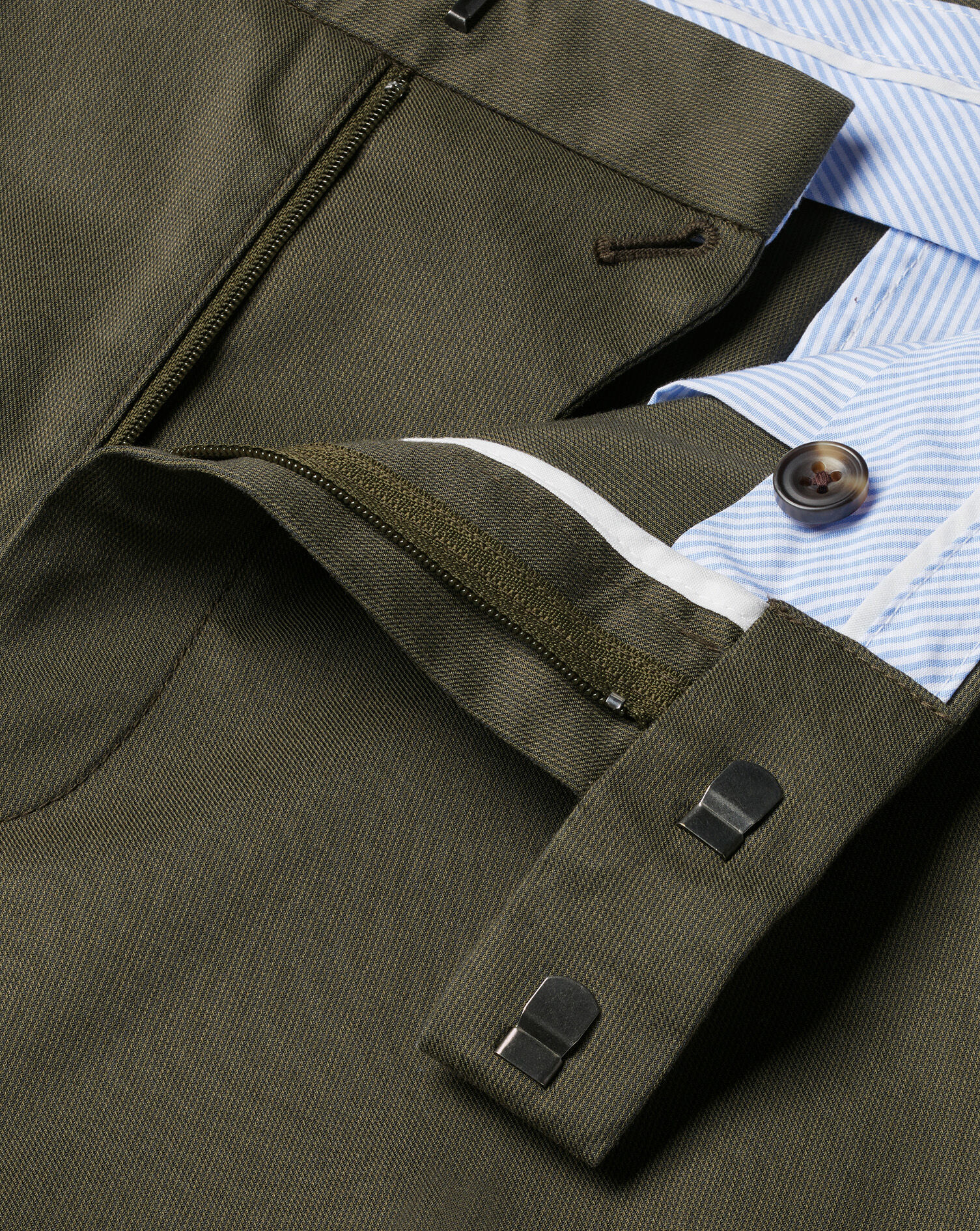 Smart Stretch Texture Pants - Olive Green