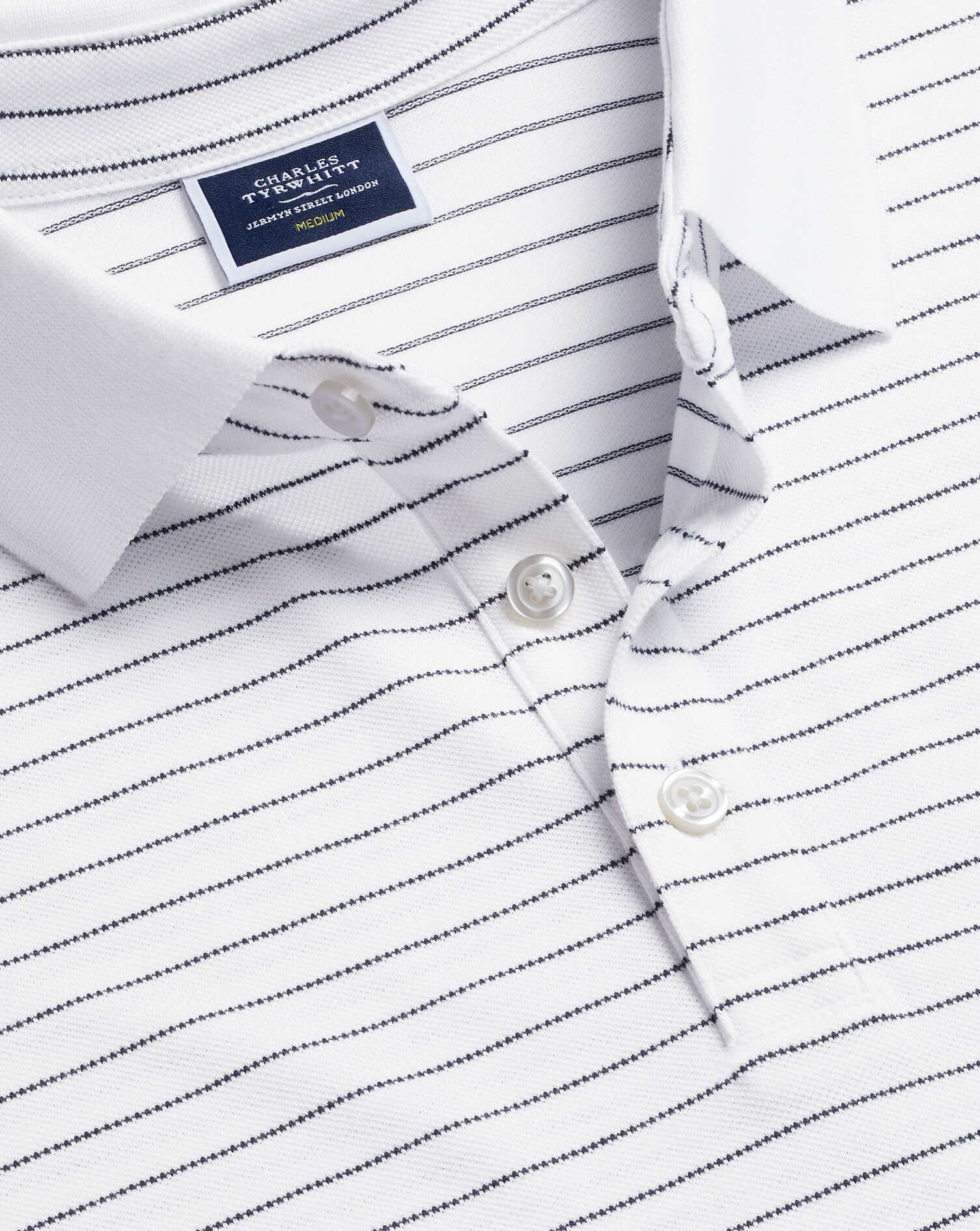 Pique Polo - White & Navy