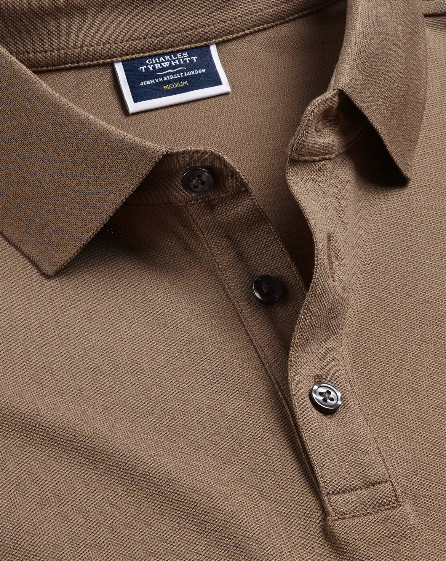 Camel Tyrwhitt Long Sleeve Pique Polo