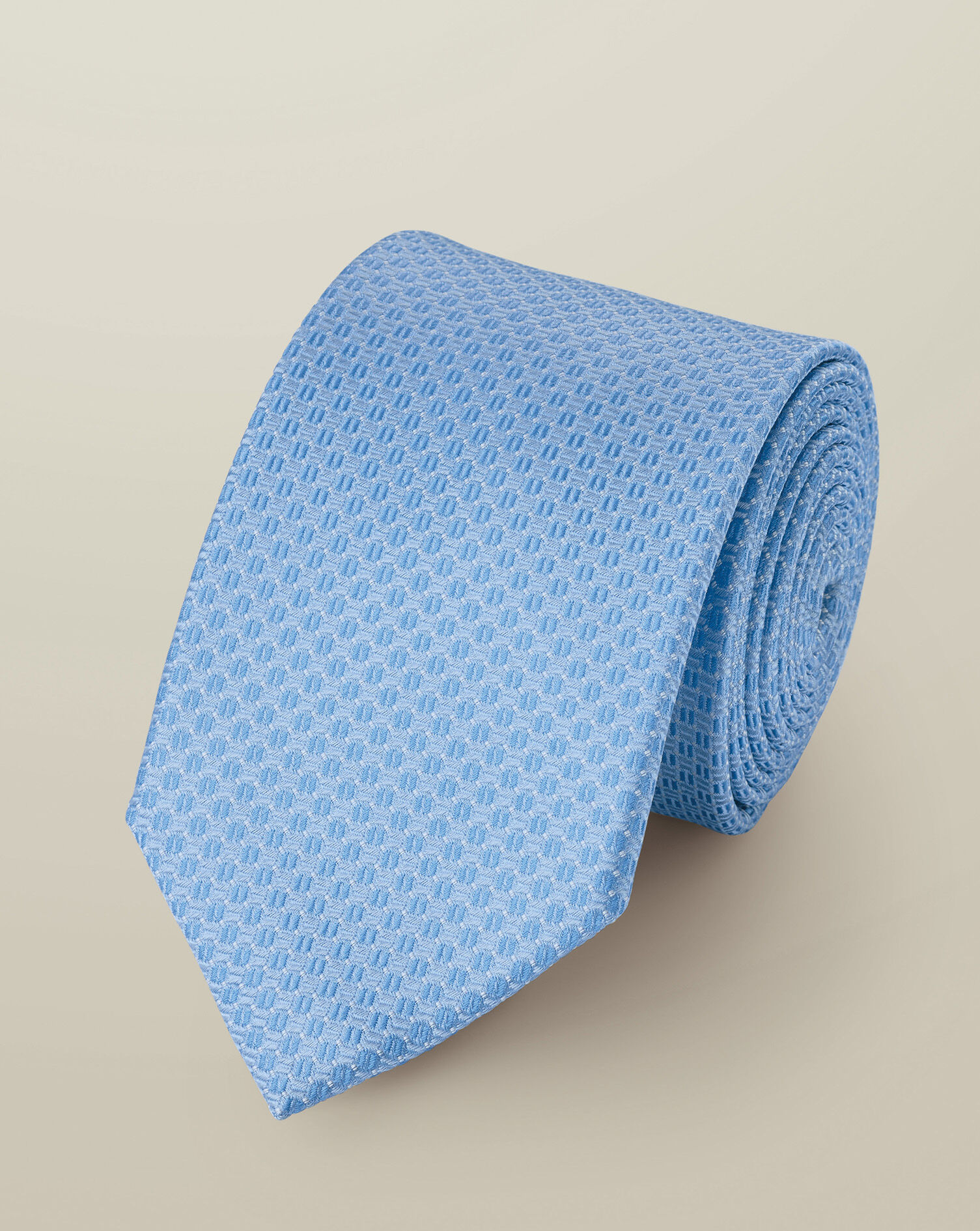 Silk Semi-Plain Patterned Tie - Sky Blue