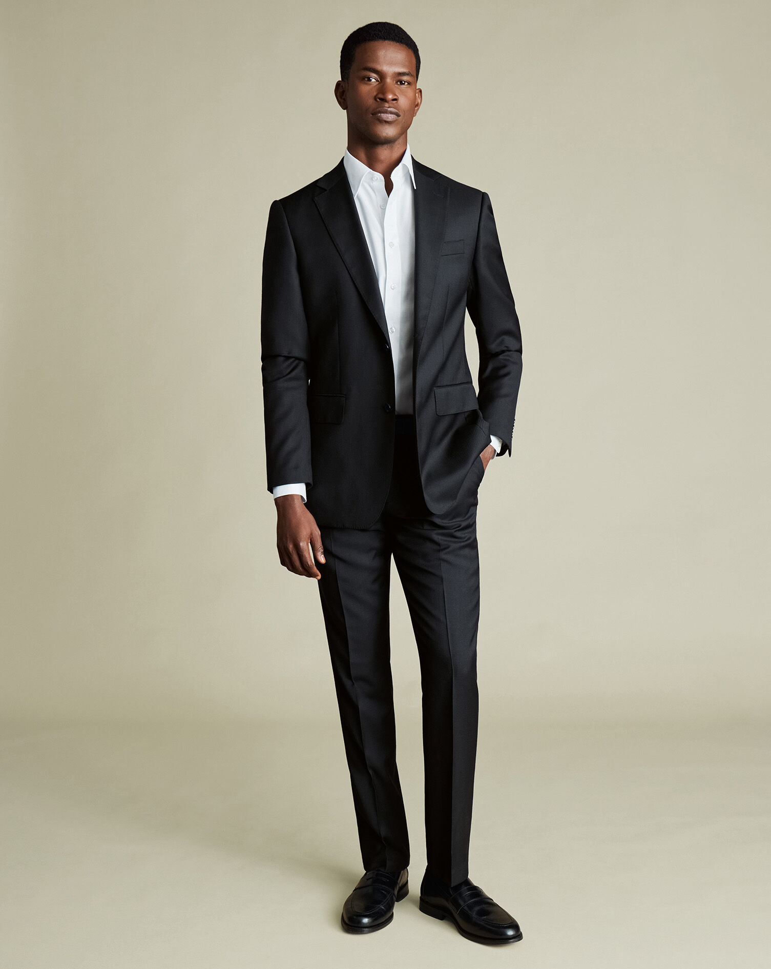 Natural Stretch Twill Suit Pants - Black