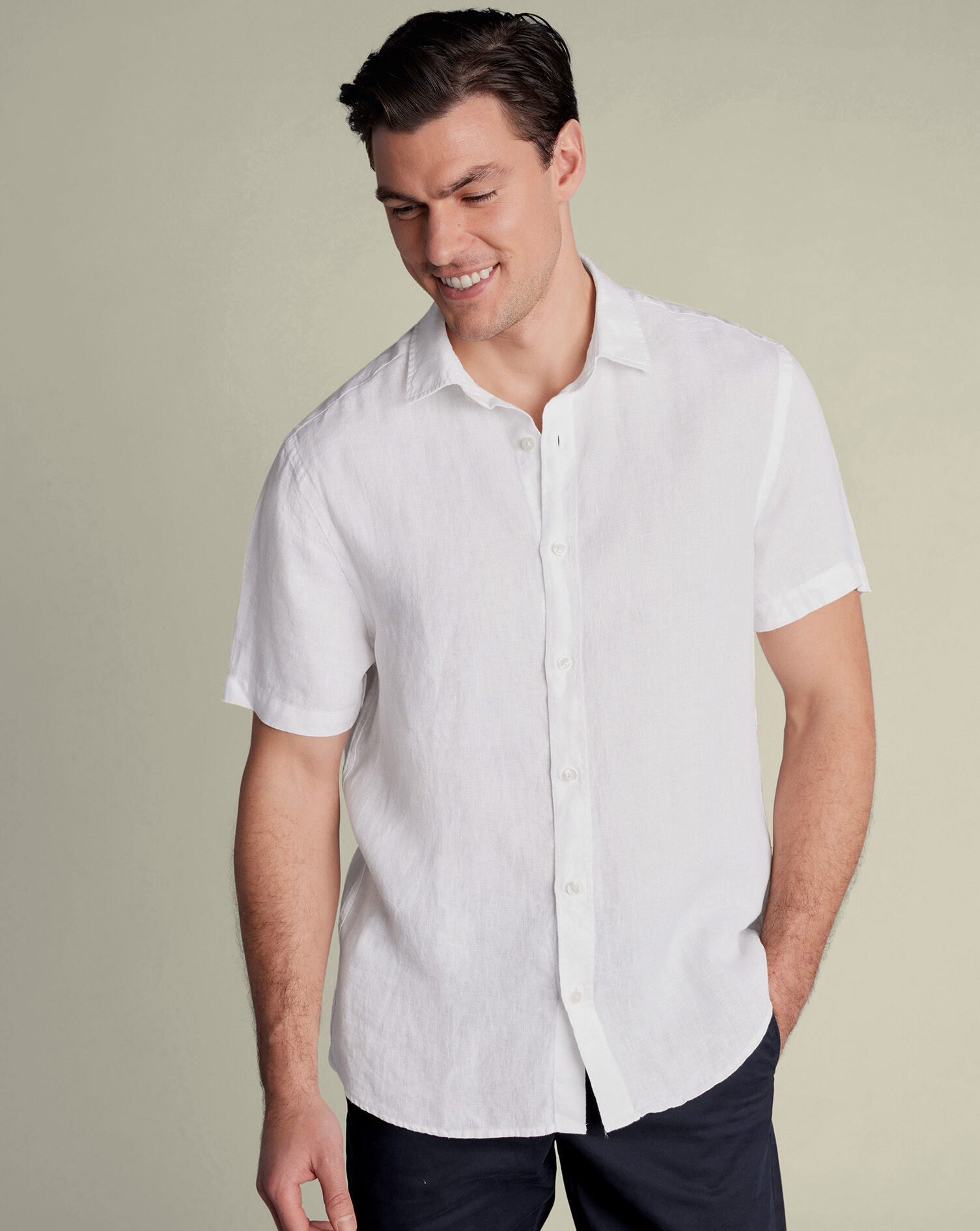 Pure Linen Short Sleeve Shirt - White