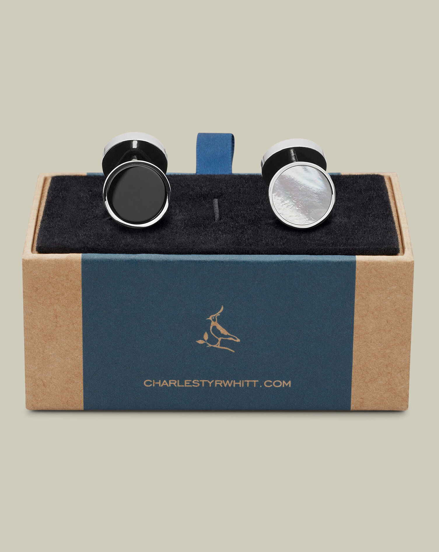Mother of Pearl and Onyx Evening Cufflinks - Silver