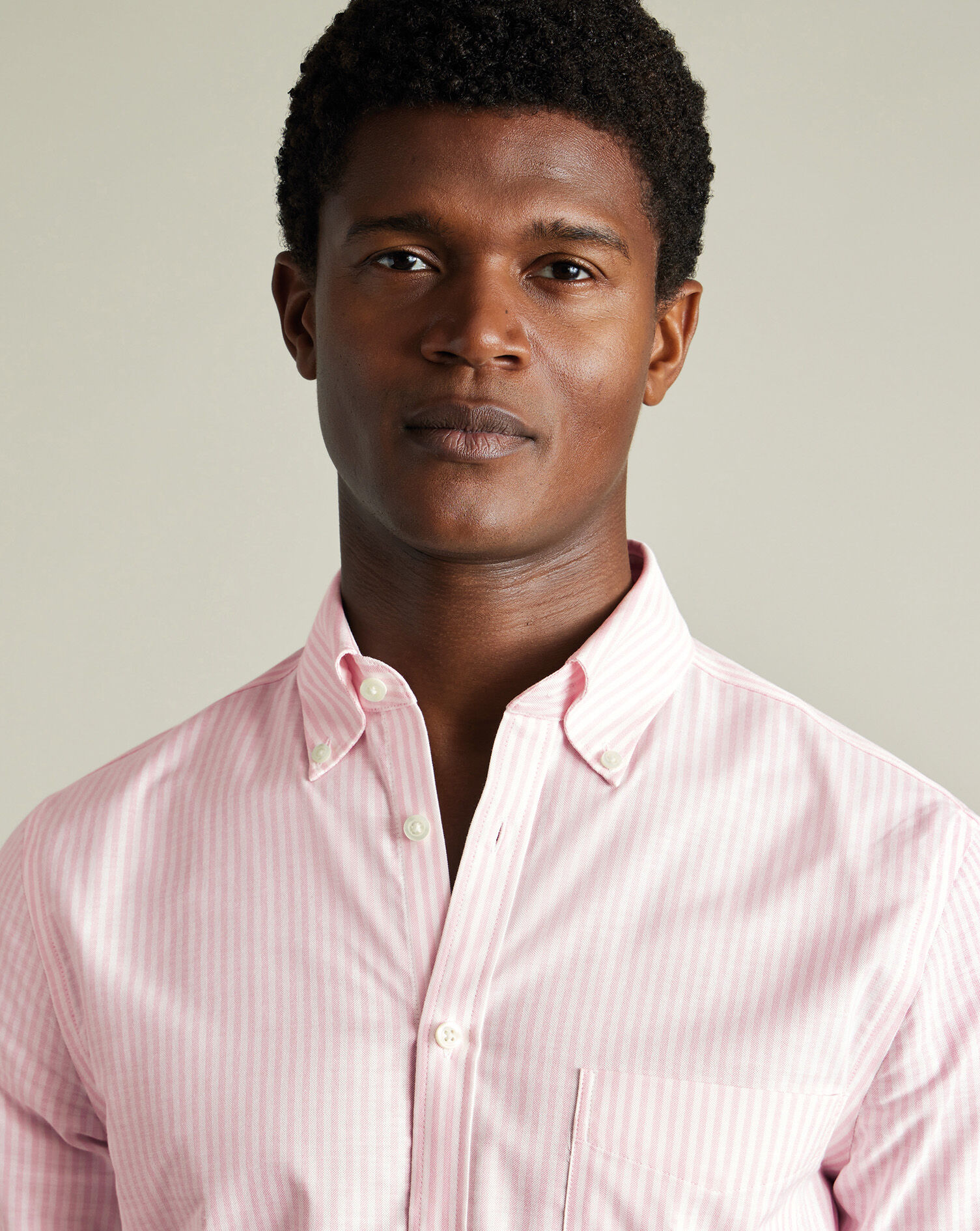 Non-Iron Stretch Oxford Stripe Shirt - Light Pink