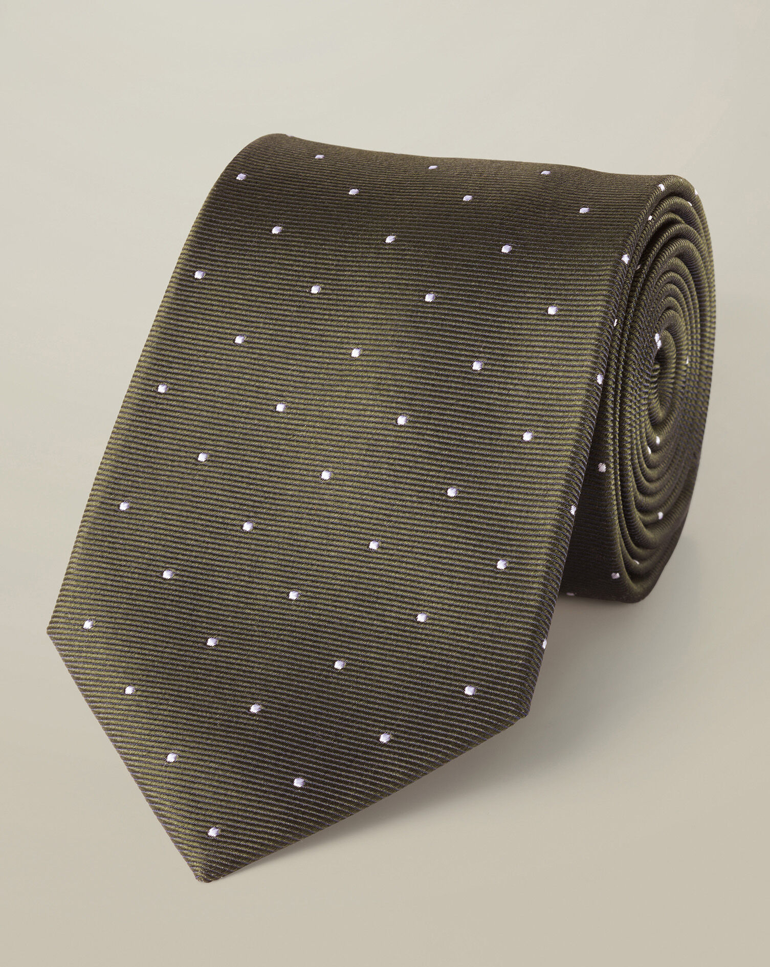 Silk Spot Tie - Olive Green