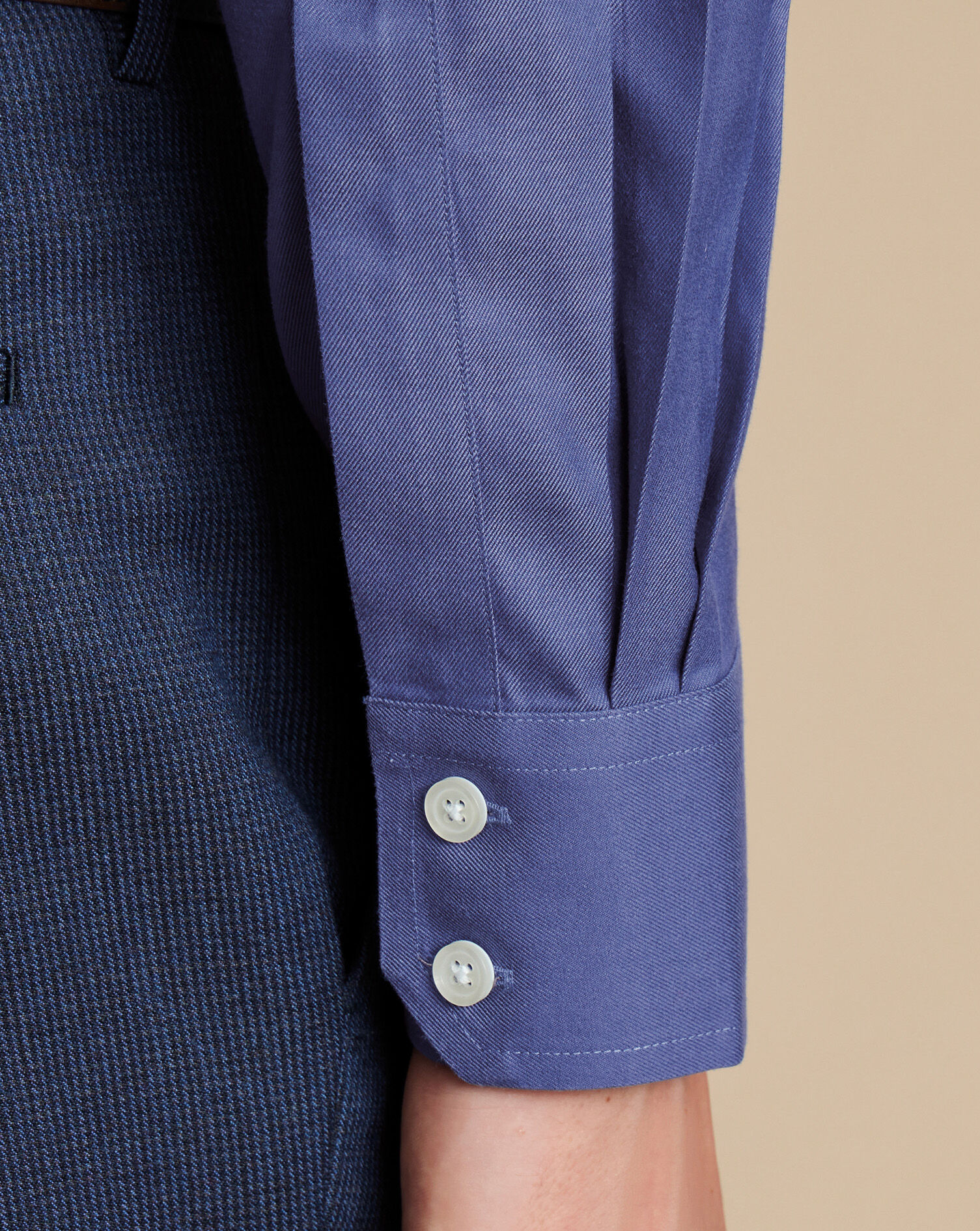 Spread Collar Non-Iron Twill Shirt - Cobalt Blue