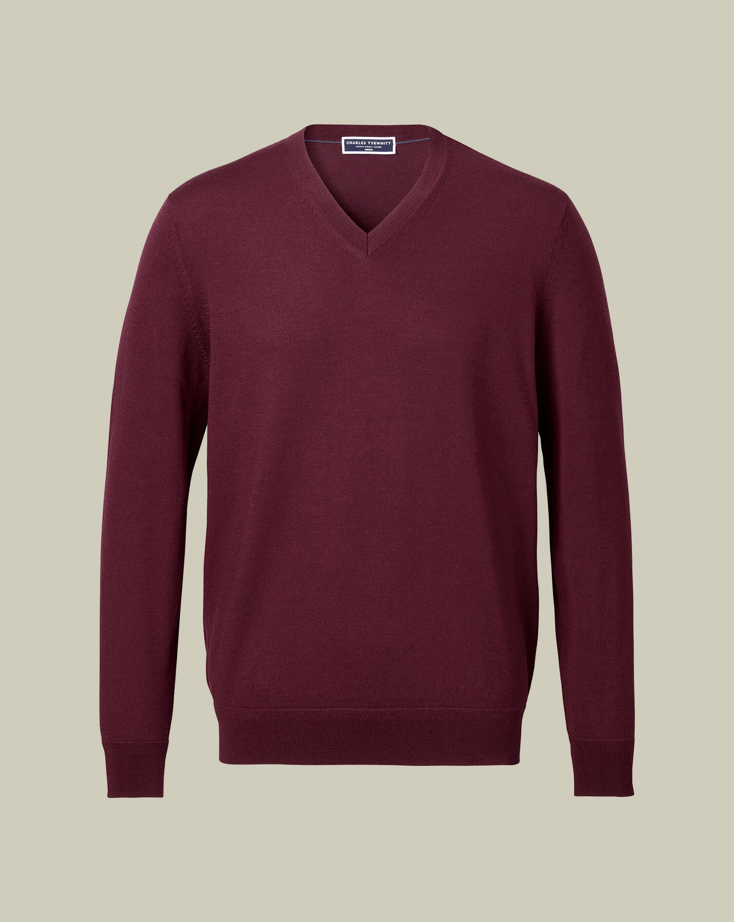 Pure Merino V-Neck Sweater - Burgundy