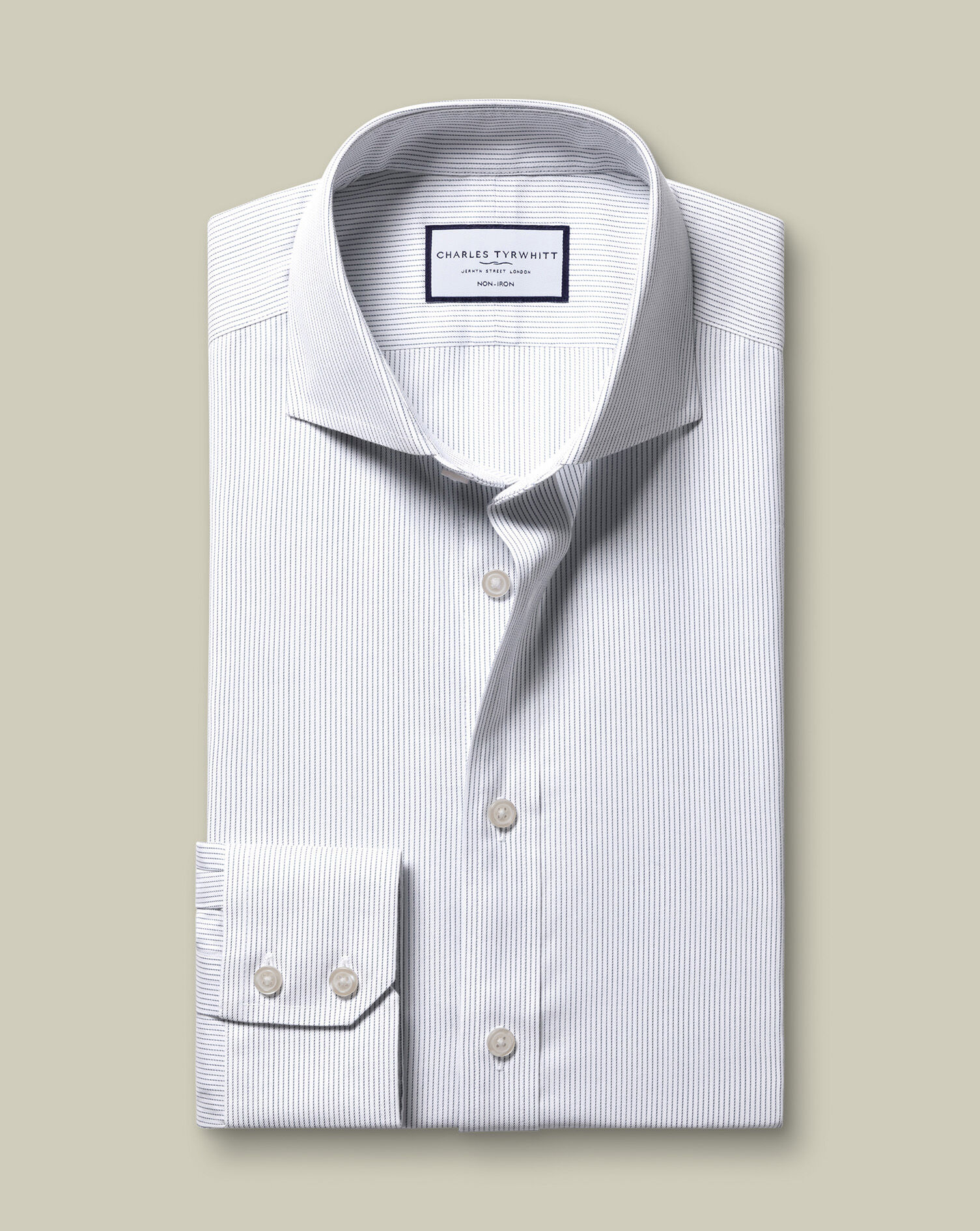 Non-Iron Twill Stripe Shirt - Indigo Blue