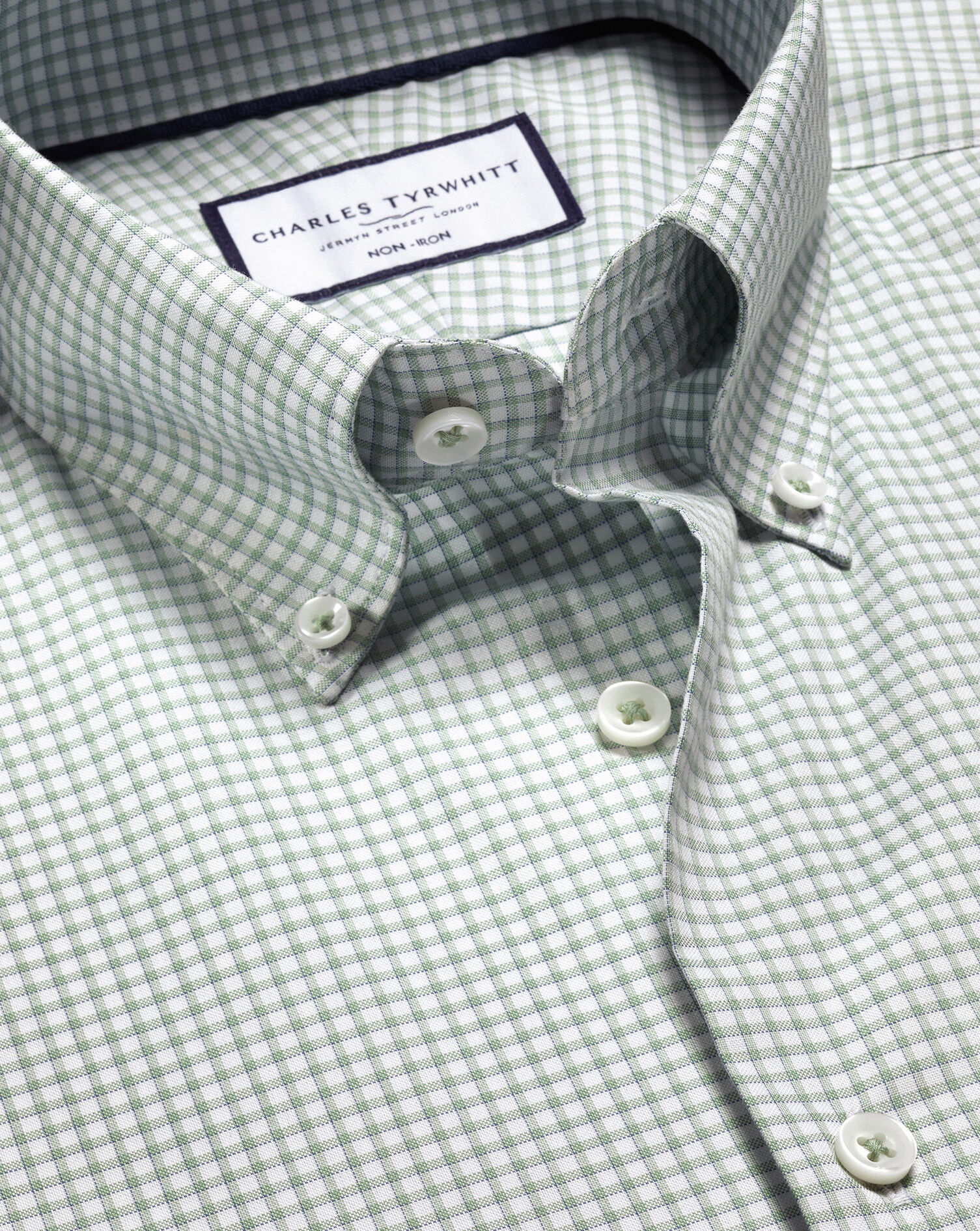 Button-Down Non-Iron Oxford Check Shirt - Green