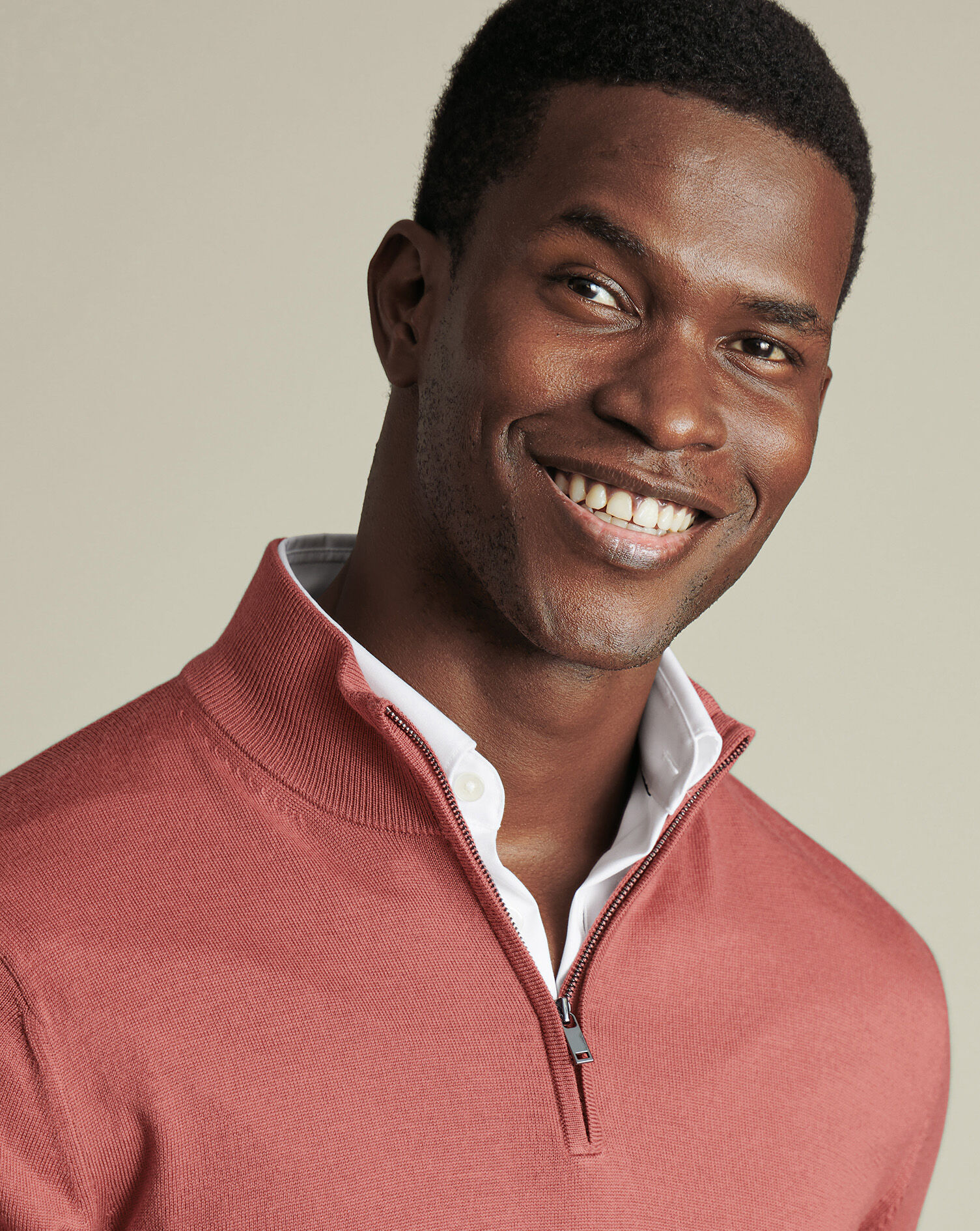 Merino Quarter Zip Sweater - Rust