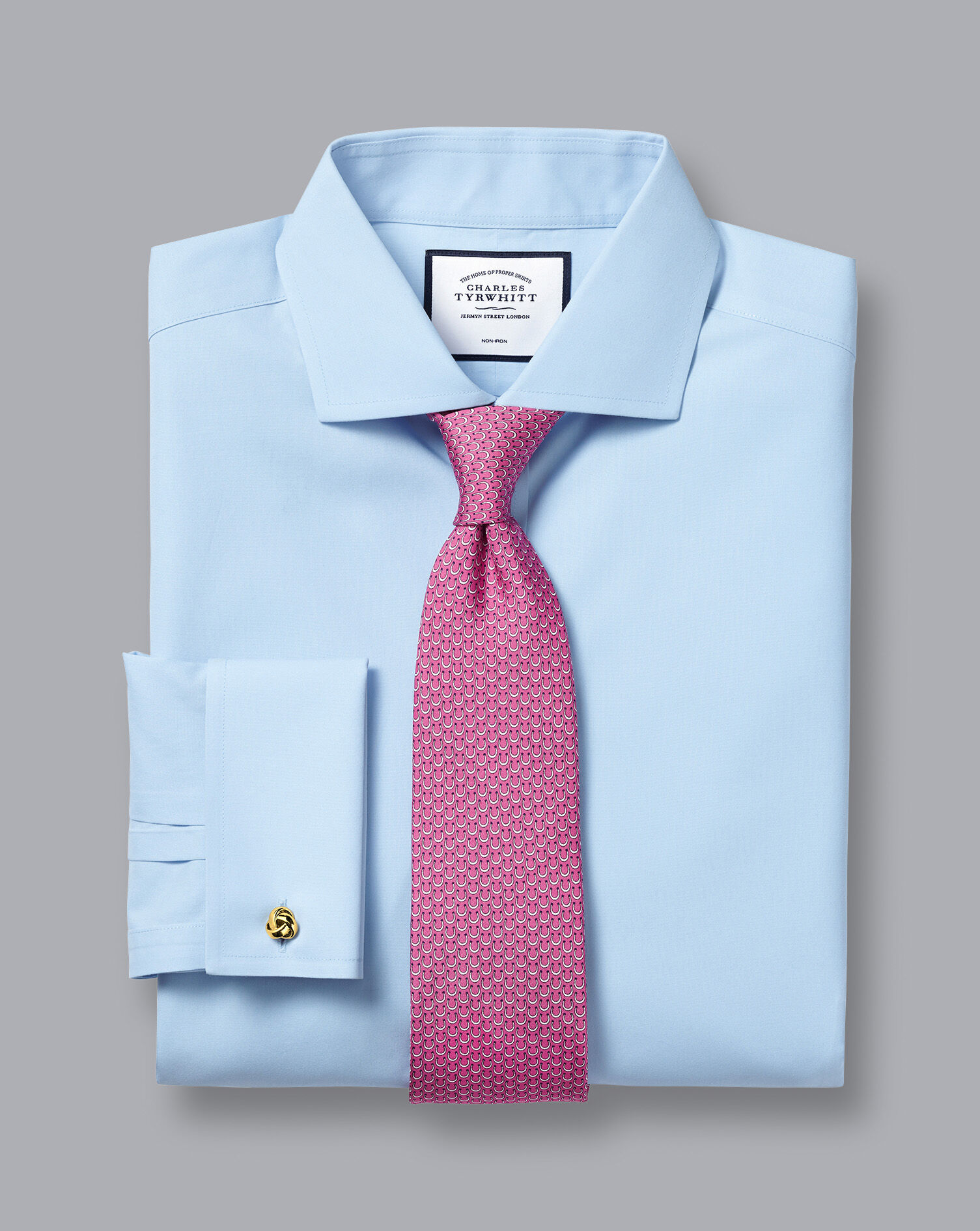 Spread Collar Non-Iron Poplin Shirt - Sky Blue