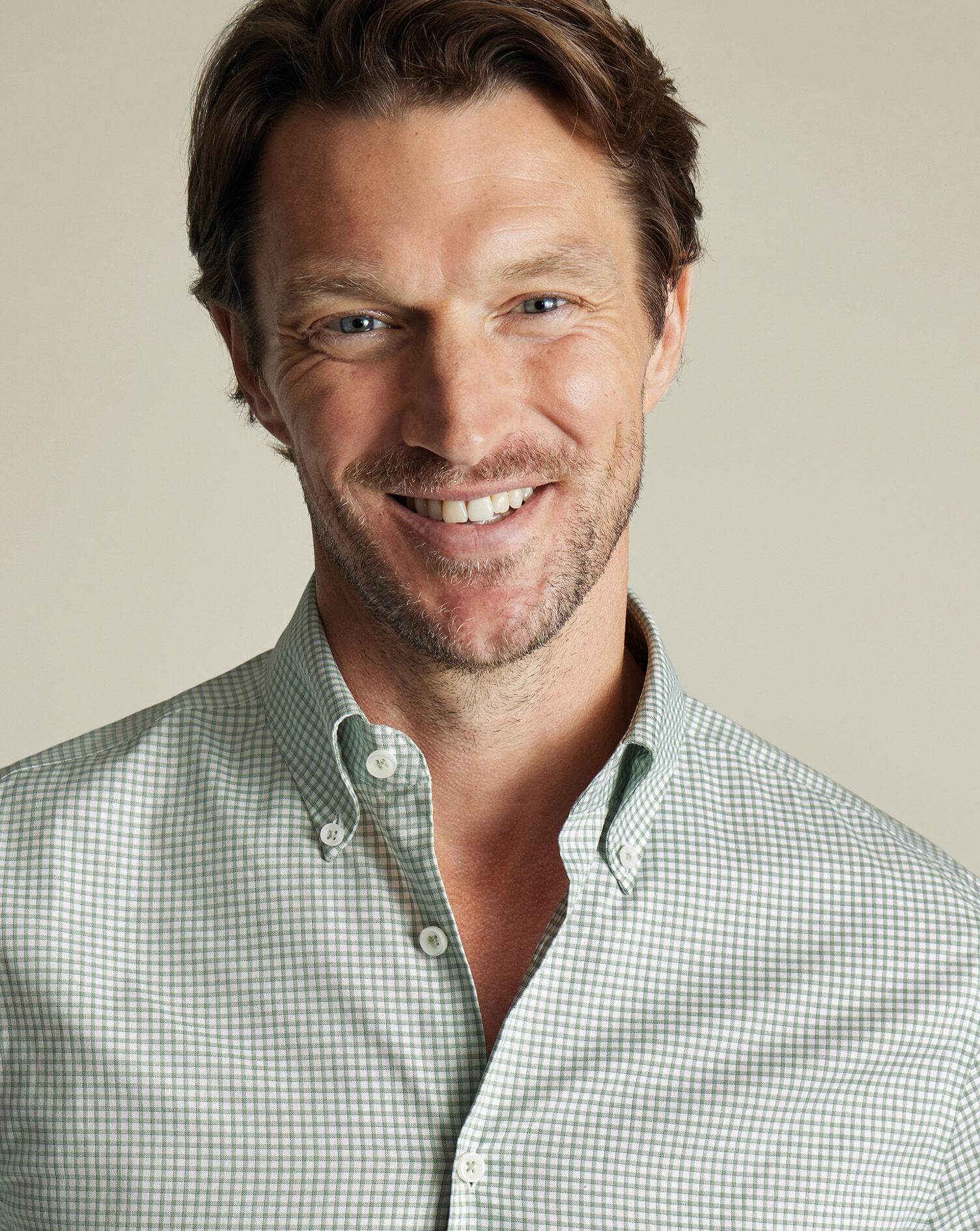 Button-Down Non-Iron Oxford Check Shirt - Green