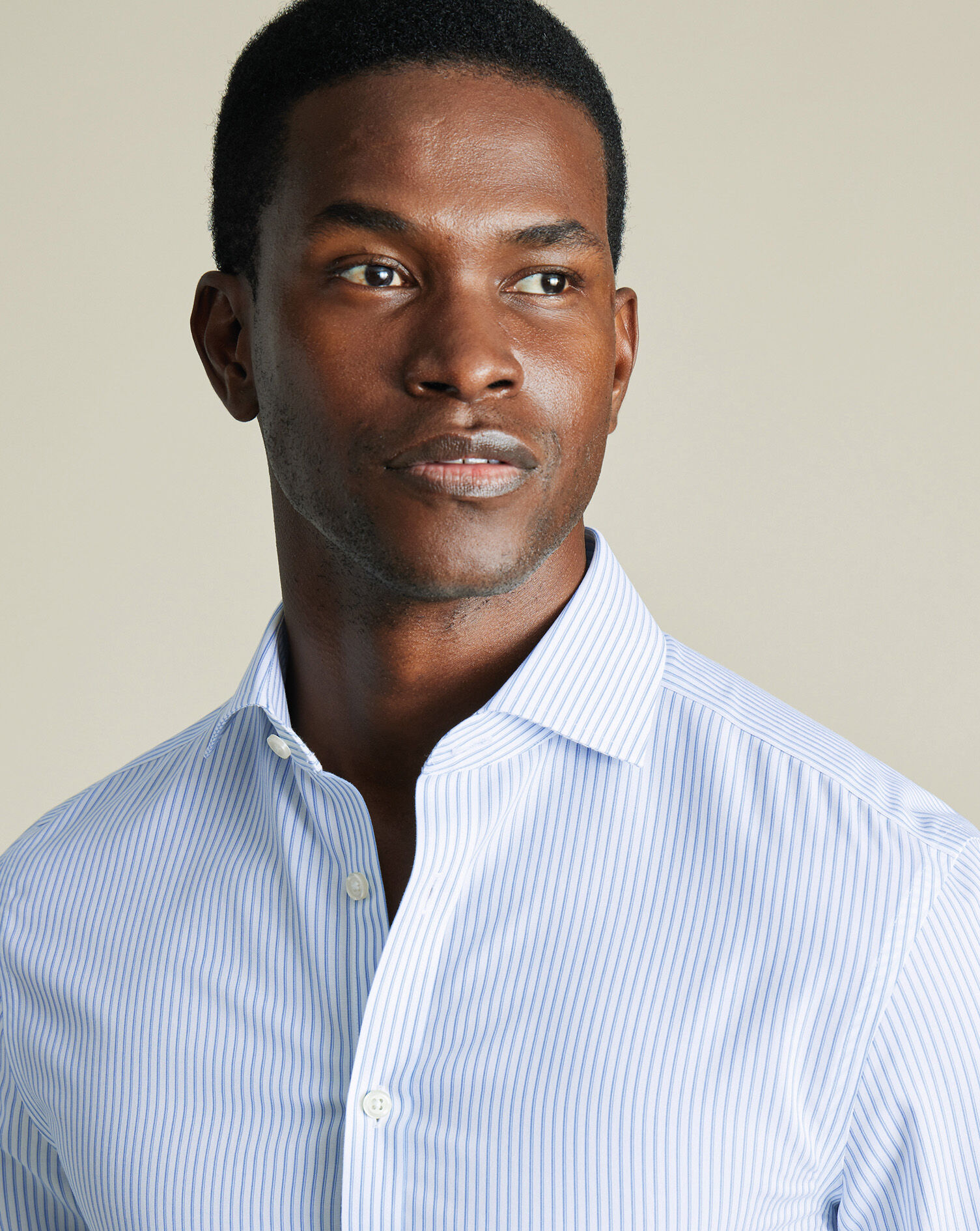 Non-Iron Poplin Stripe Shirt - Ocean Blue